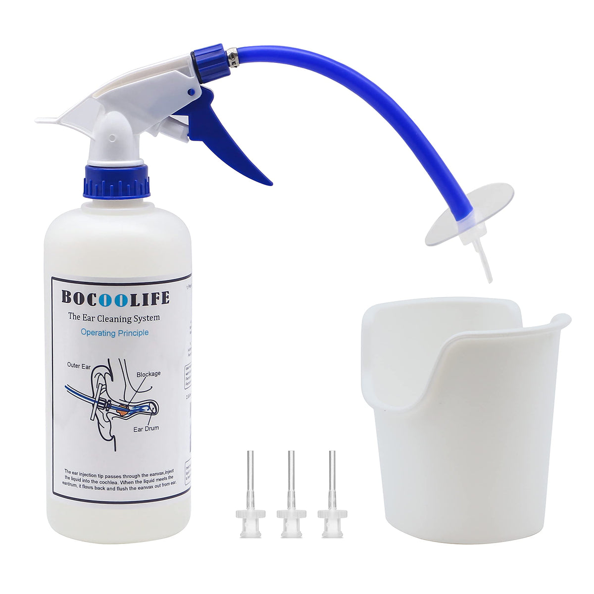 BOcOOLIFE Ear Wax Removal Tool, Ear cleaning Kit, Ear Washer Irrigation Flushing Kit, Ear Basin  3 Ear Tips, Easy to Operate, Sa