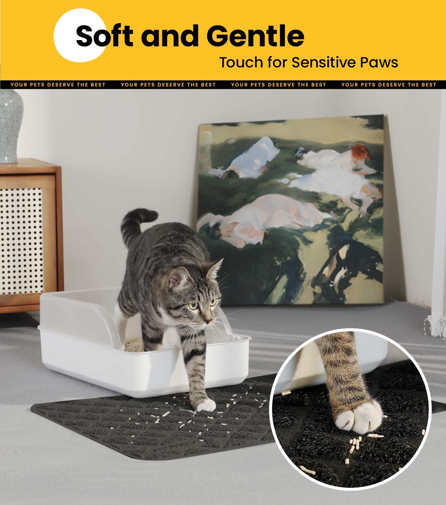 Conlun Cat Litter Mat Litter Trapping Mat, 24   X 17    Premium Durable Pvc Cat Litter Box Mat With Scatter Control, Non-Slip, L