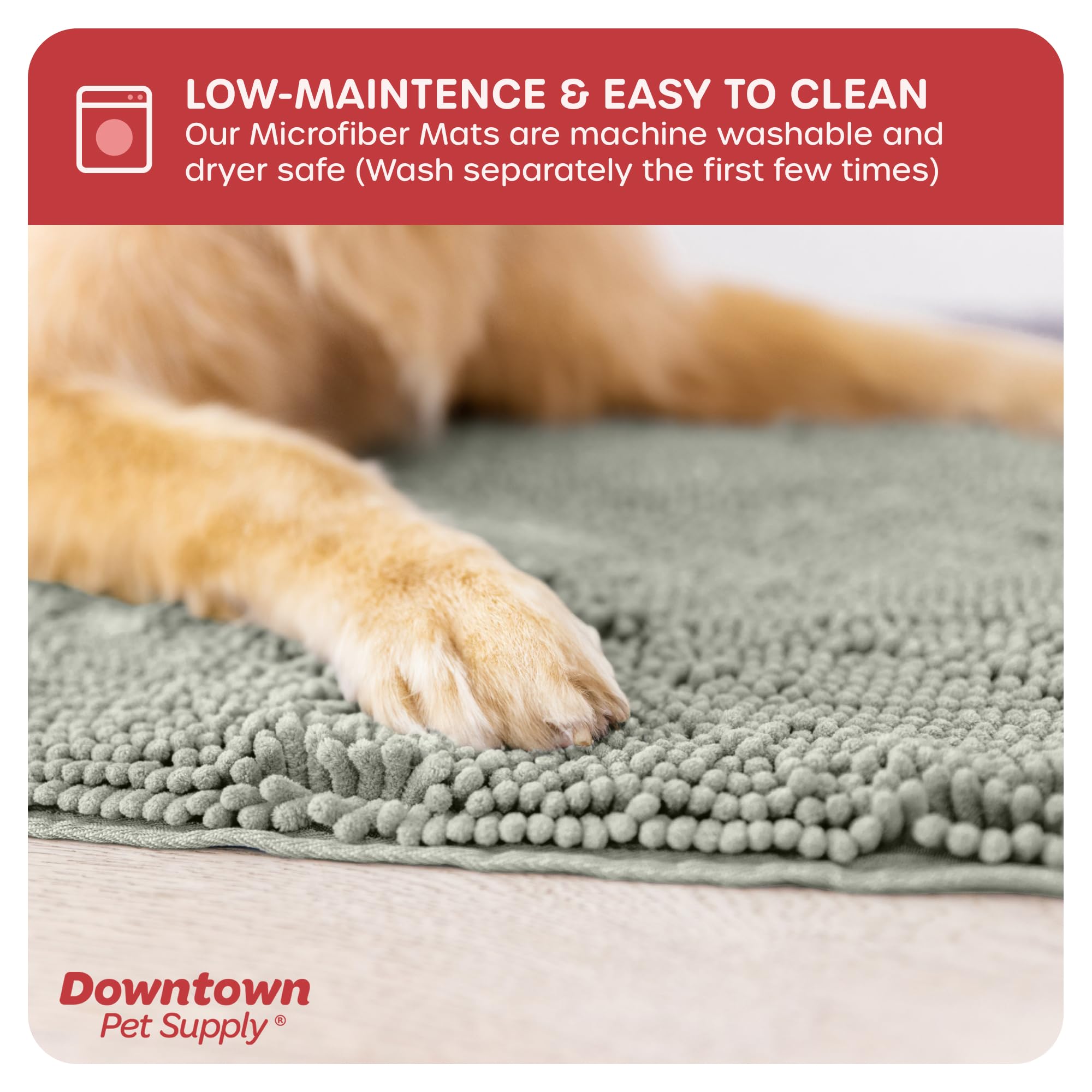 My Doggy Place Microfiber Dog Mat for Muddy Paws, 31 x 20 Light Gray - Absorbent and Quick-Drying Dog Paw Cleaning Mat, Washer a