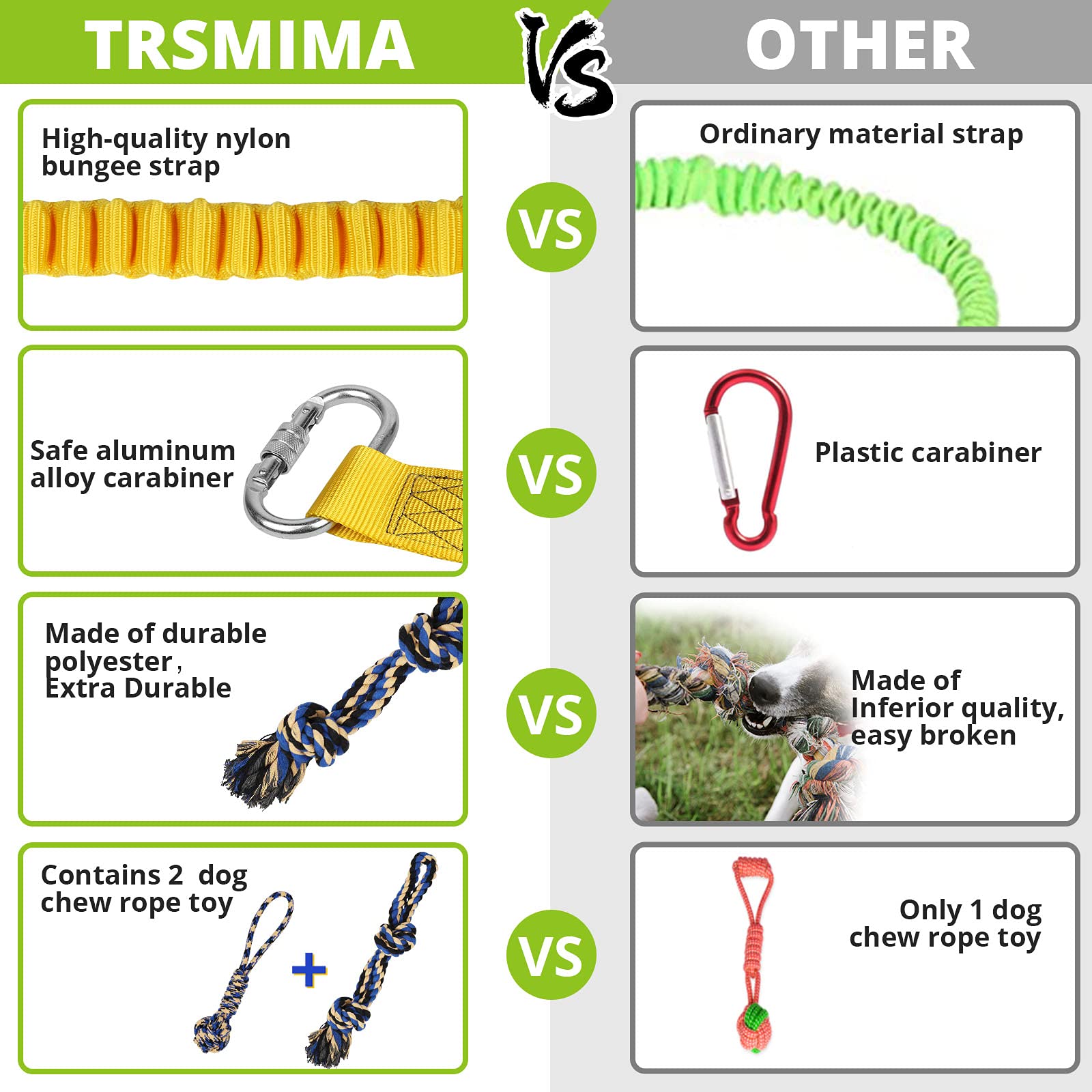 Dog Hanging Bungee Tug Toy: Interactive Tether Tug-of-War for Pitbull & Small to Large Dogs to Exercise and Fun Solo Play - Dura