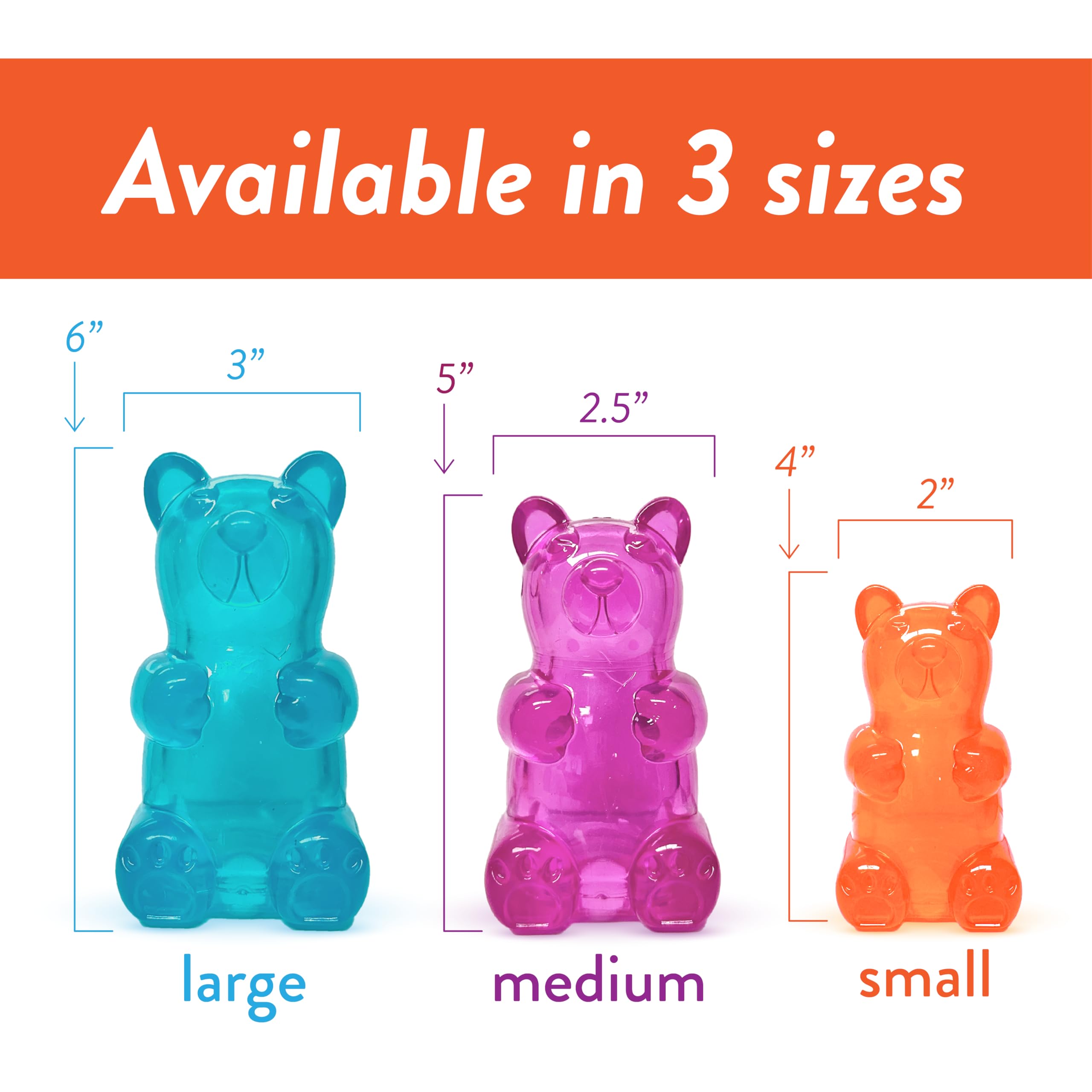 Spunky pup Spunky Bear Interactive Squeaky Dog Toys - Gummy Bear Shape, Crazy Bounce, Dishwasher-Safe, Assorted Neon Colors- Sma