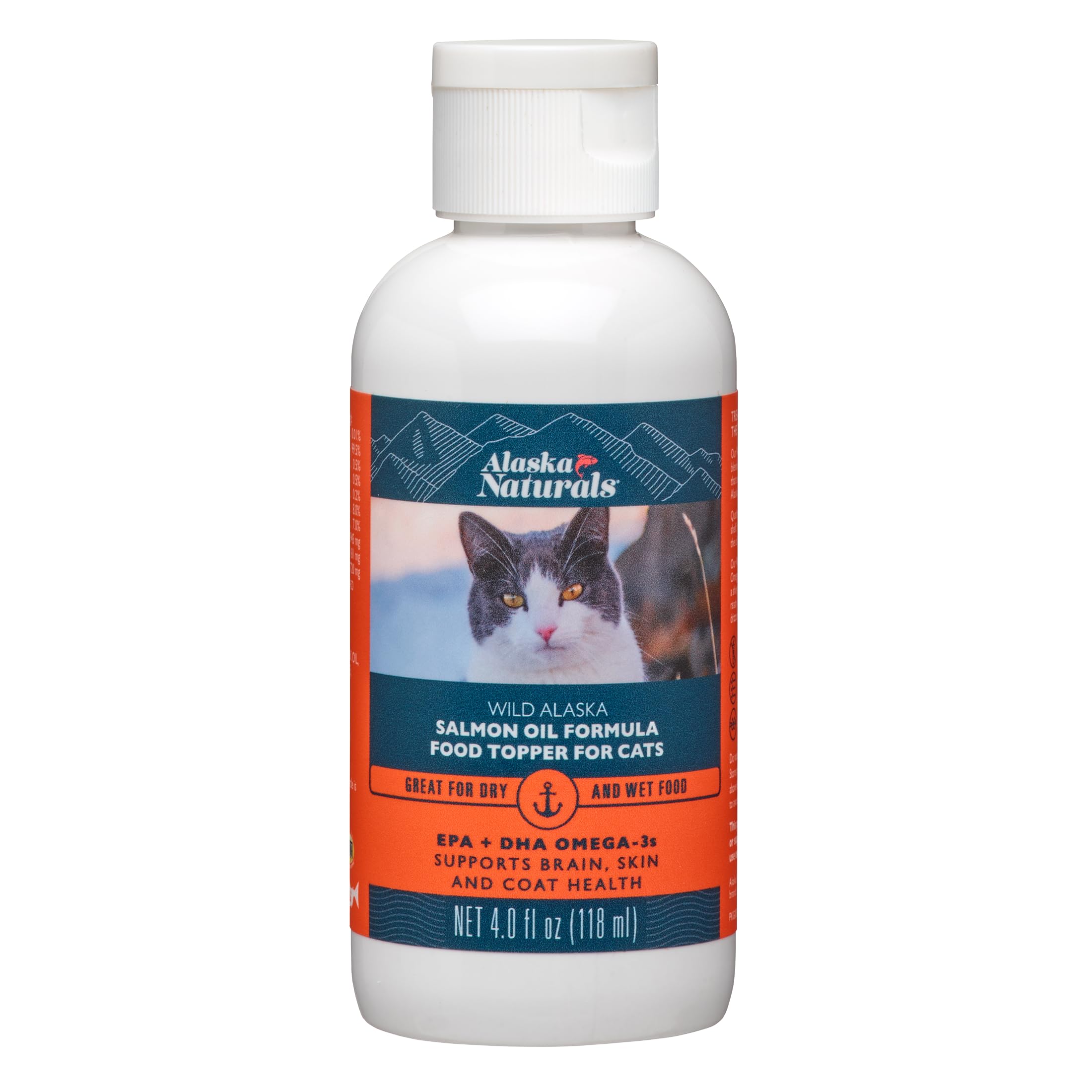 Alaska Naturals - Wild Alaska Salmon Oil Formula Cat Food Topper - EPA and DHA Omega-3 - Supplement for Cats Healthy Skin, Shiny