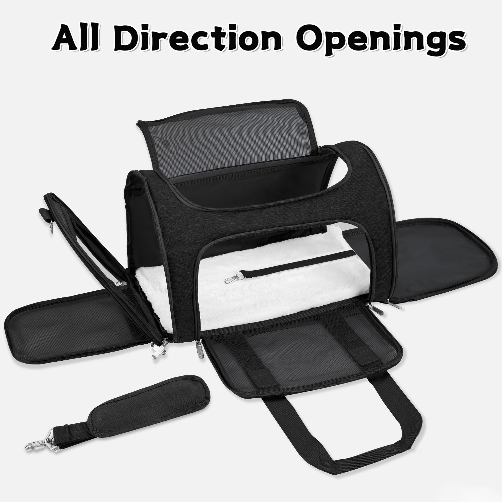 Soft-Sided Cat/Dog/Pet Carrier, Collapsible Pets Travel Carriers For Big Cats/Small Dogs With Shoulder Strap & Removable Mat, Me