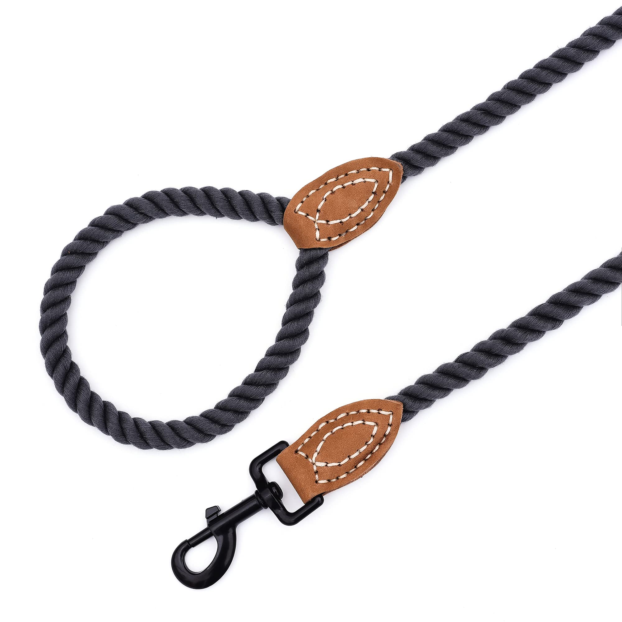 Mile High Life Braided Cotton Rope Leash With Leather Tailor Handle And Heavy Duty Metal Sturdy Clasp (Blue Green, 48 Inch (Pack Of 1))