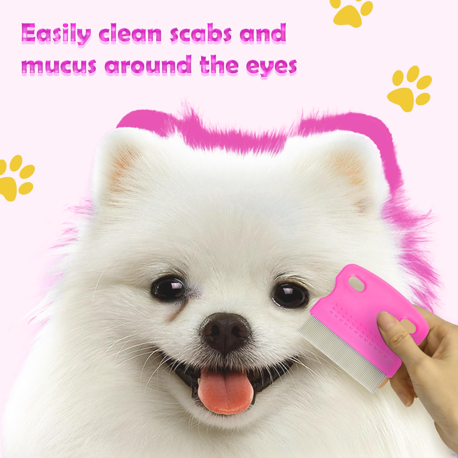 Flea Comb Set For Cats & Dogs - 6 Pack Pet Grooming For Small, Medium & Large Pets (Pink)