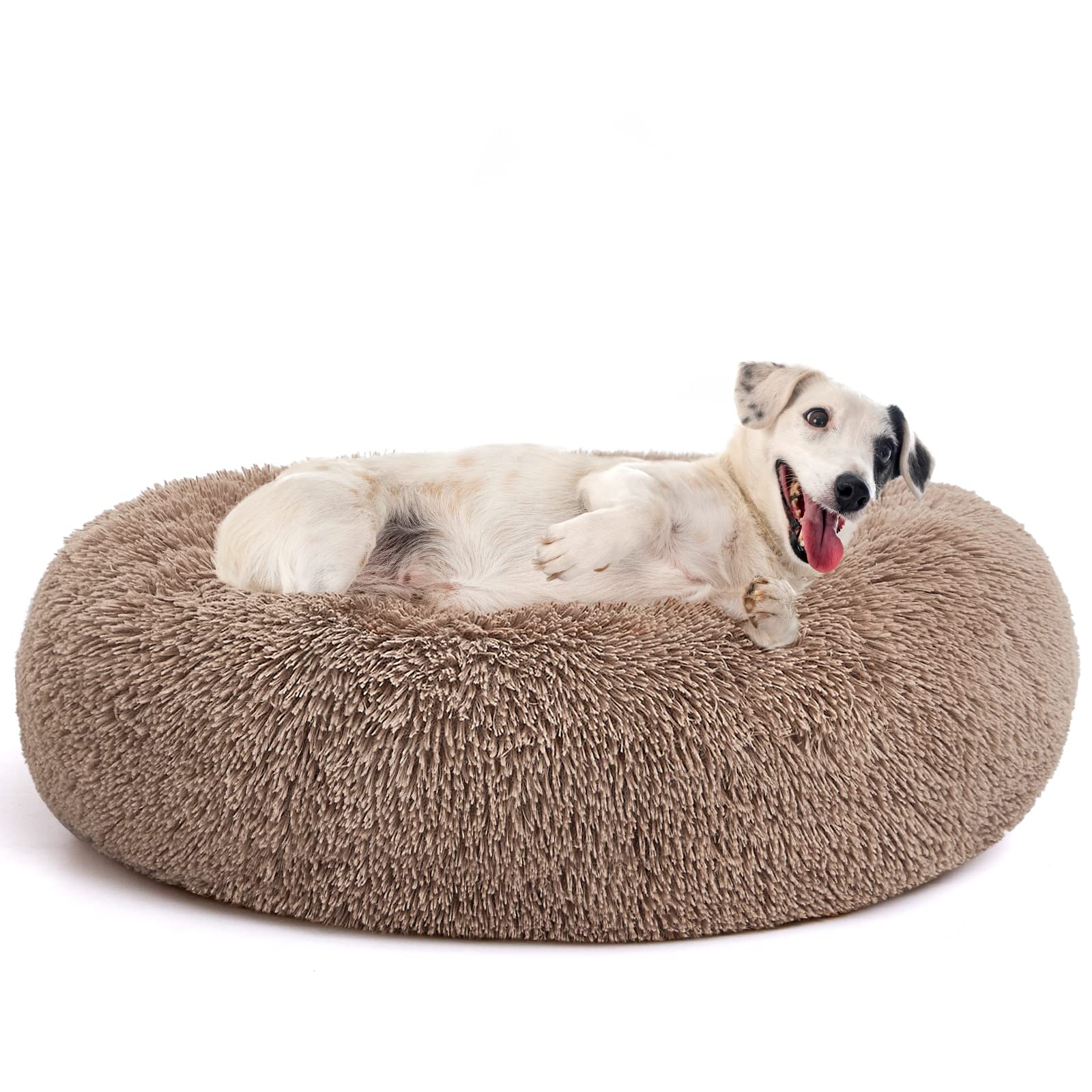 Mixjoy Ultra Soft & Comfortable Donut Cuddler Round Dog & Cat Bed (30'', Brown)