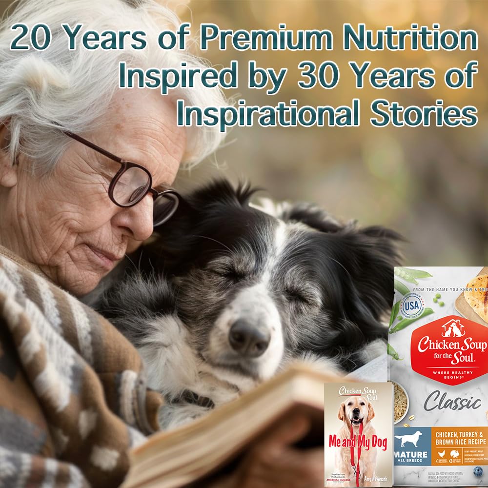 Chicken Soup For The Soul Classic Dry Senior Dog Food, Chicken, Turkey & Brown Rice Recipe, 28 Pound Bag | Soy, Corn, and Wheat