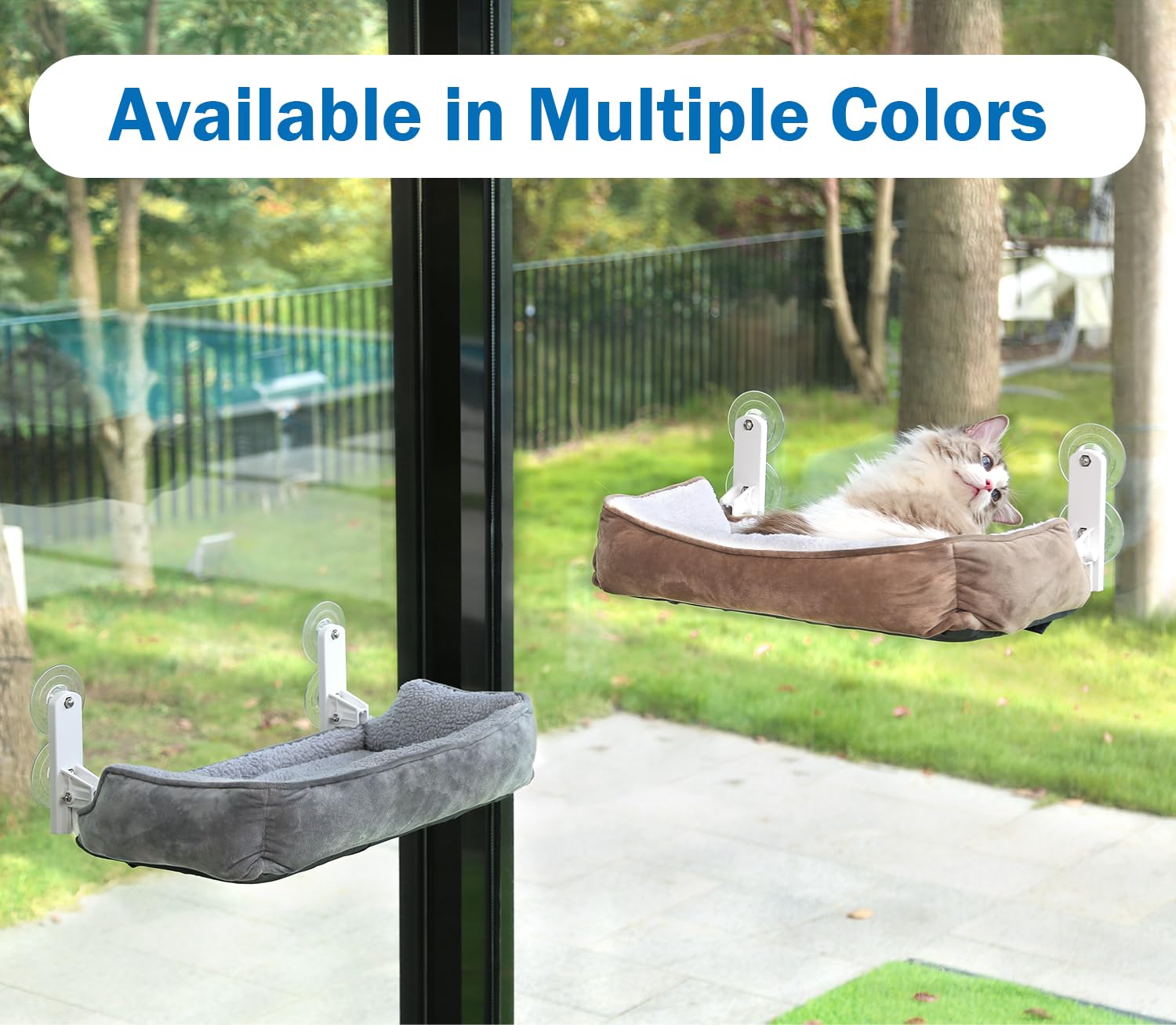 Zakkart Foldable Cat Hammock For Window With Bolster - Cordless, Fold-Up, Three-Side Bolstered Machine Washable Fluffy Bed, Robu