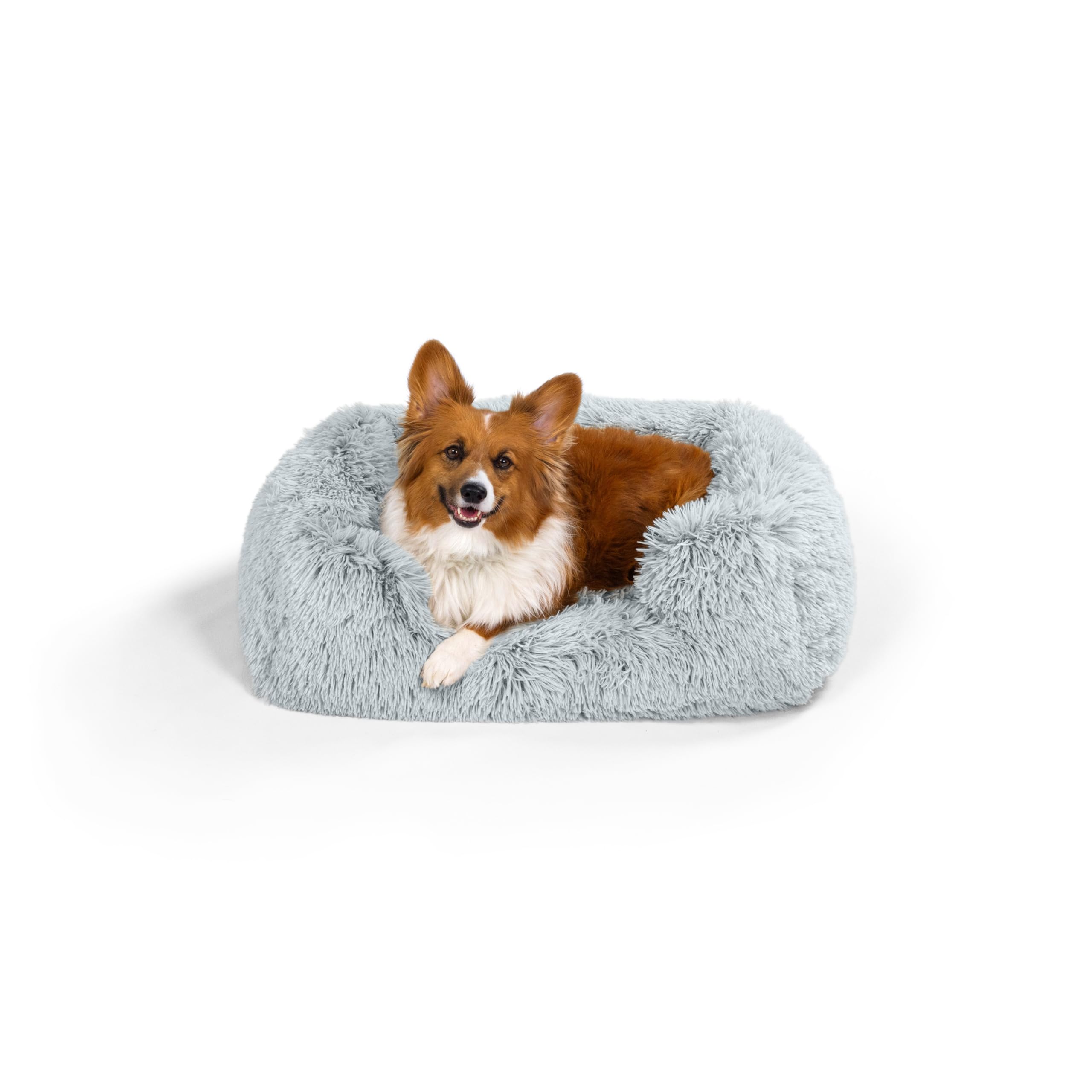 Best Friends by Sheri Shag Lounge Bed Calming Faux Fur Dog Bed, Frost, Medium, 30'' x 20''