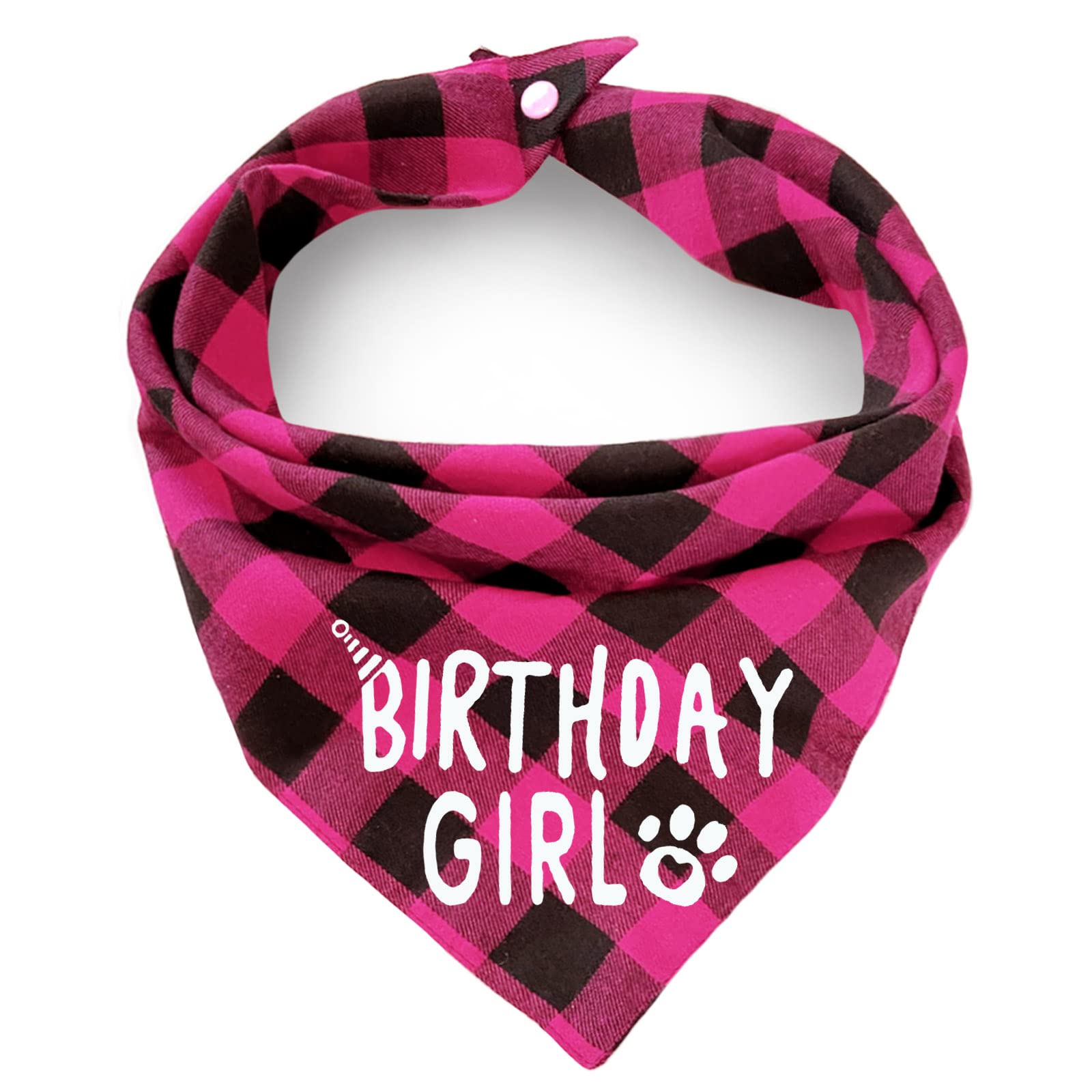 Birthday Plaid Dog Bandana With Button, Fall Dual Layer Scarf Soft Cotton Triangle Bib Girls And Boys Kerchief Adjustable Access