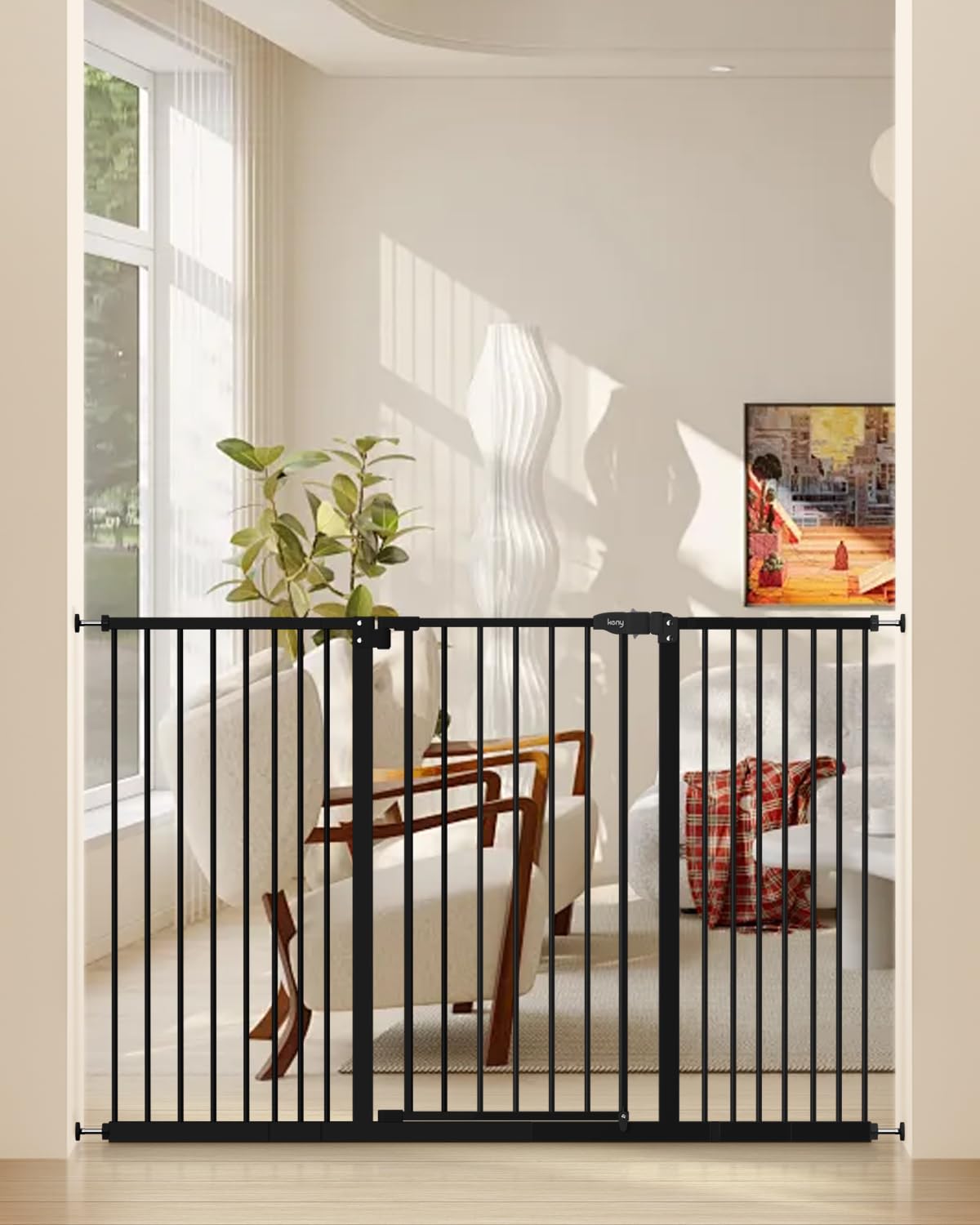 keny 36 Extra Tall Baby Gate for Stairs, 29-55 Wide Auto Close Dog Gate for Doorways, Pressure Mounted Easy Walk Through Pet Gat