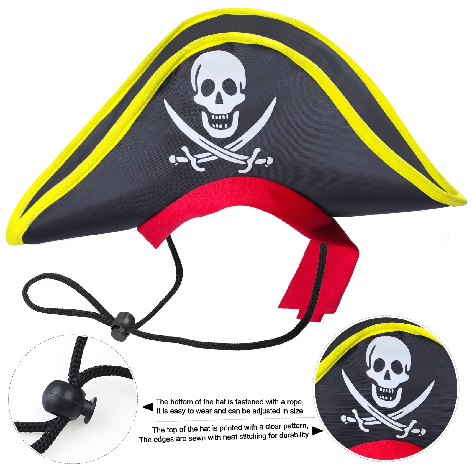 Aichiyu Skull Print Pet Pirate Hat & Bandana Set - One Size, Polyester, Color C - Halloween Costume Accessory for Dogs & Cats