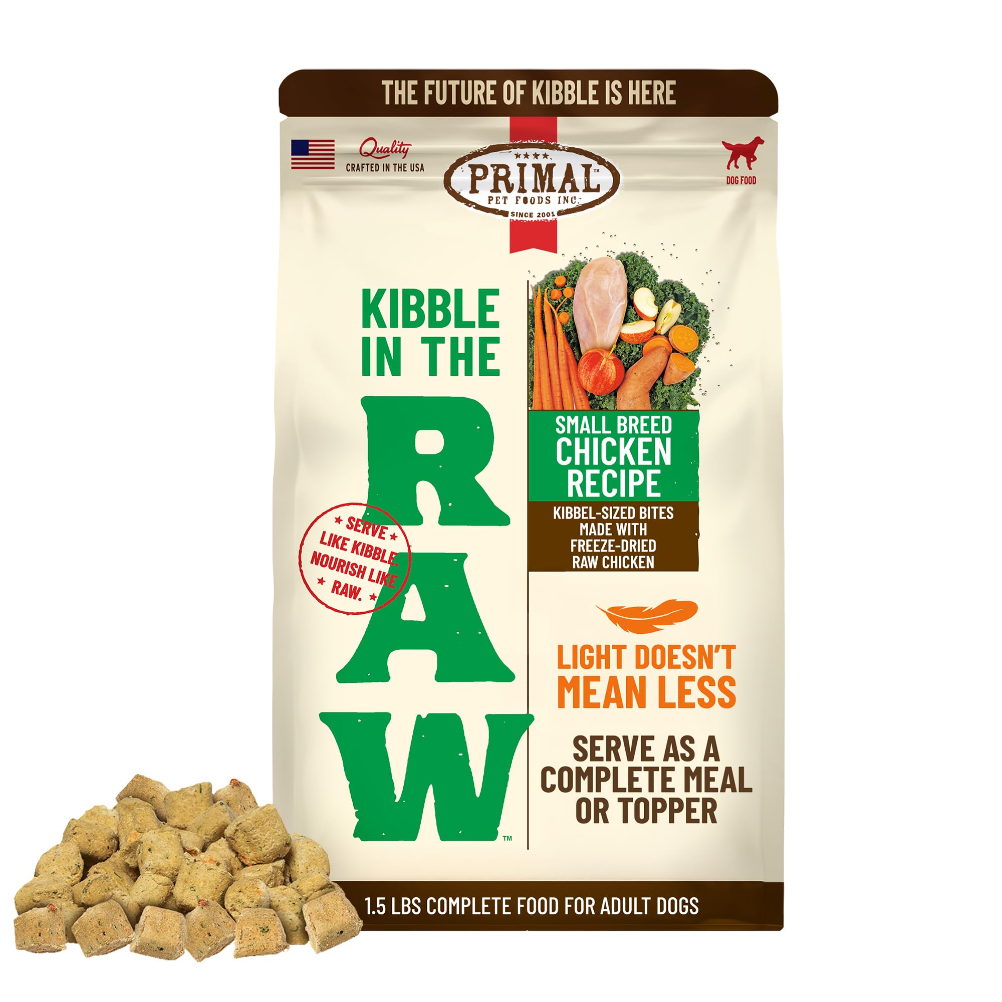 Primal Kibble in The Raw, Freeze Dried Dog Food, Small Breed Recipe, Scoop & Serve, Made with Raw Protein, Whole Ingredient Nutr