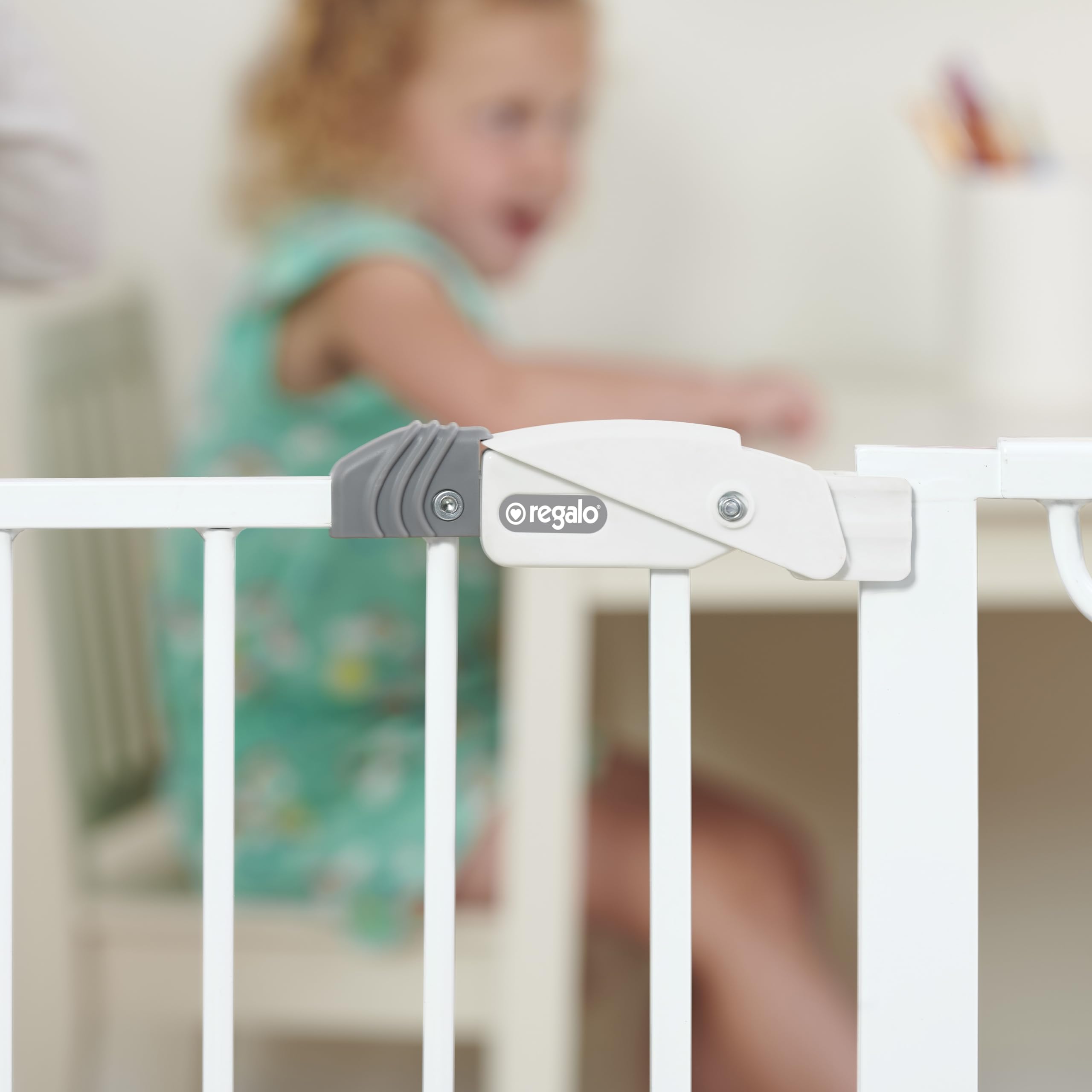 Regalo 56-Inch Extra Wide Baby Gate - Metal, White, Includes Extensions, Model 1158 DS, Fits 29-56"W x 30"H