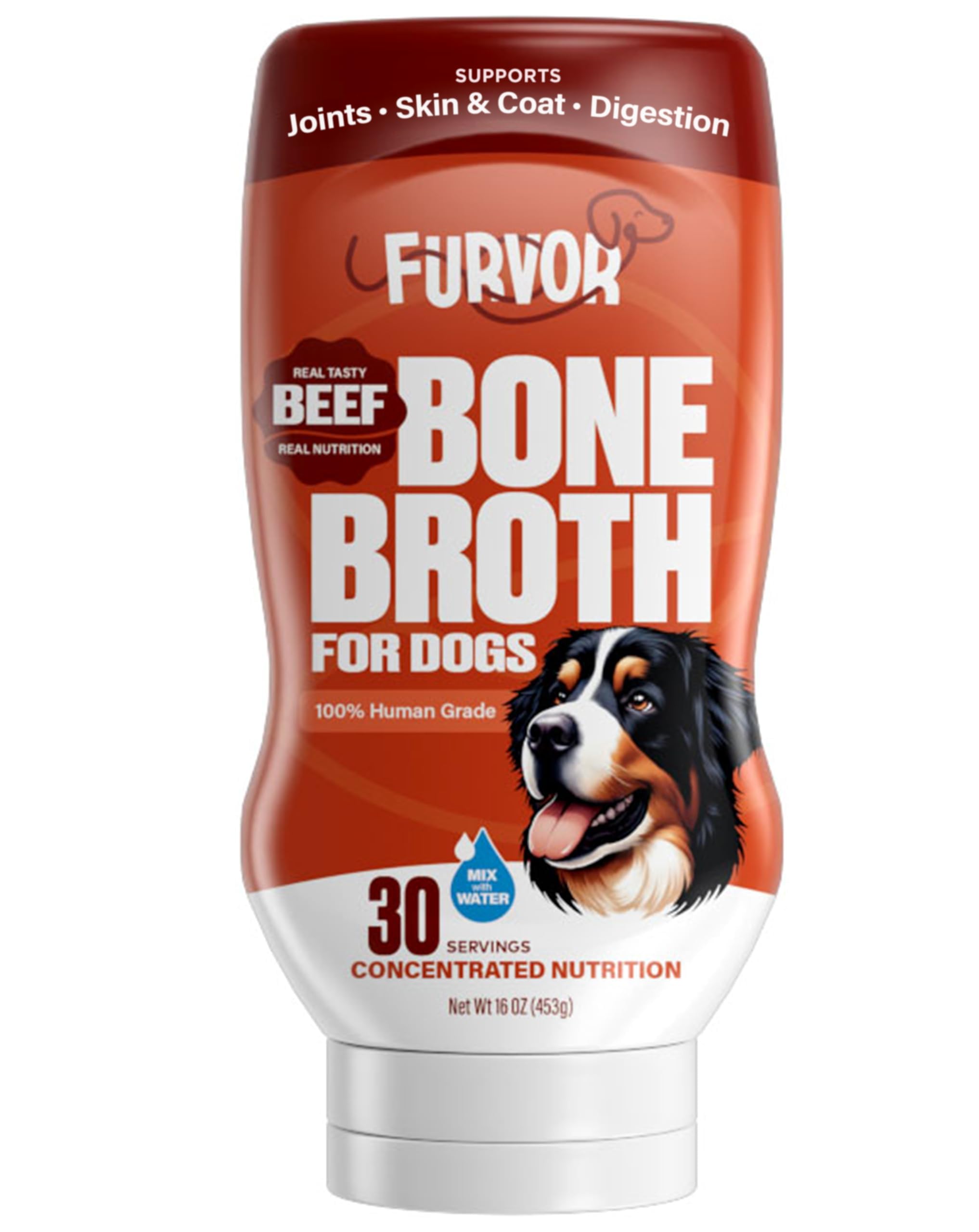 Beef Bone Broth Concentrate for Dogs - Collagen Protein Supplement - Digestion, Mobility, Coat, Immune System, Joints - Healthy 