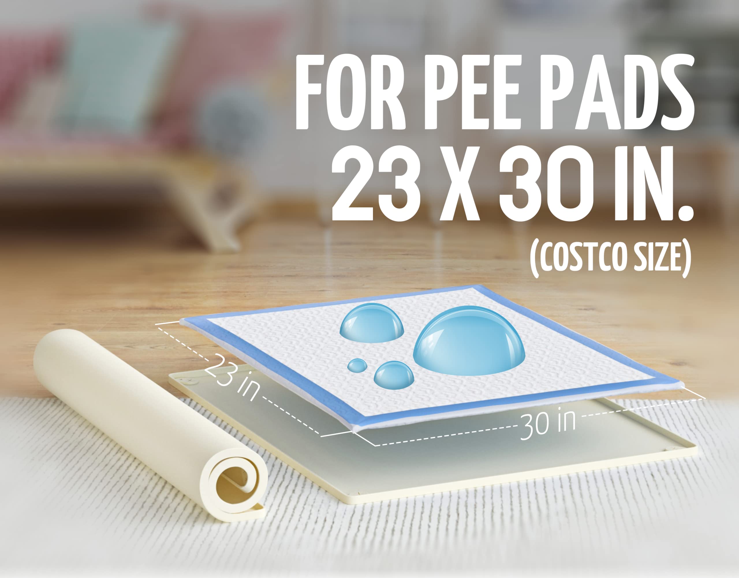 Skywin Tidyfriend Silicone Pee Pad Holder Tray, 3 Pack For 30 X 23 Inch No-Spill, Leakproof, Easy-To-Clean Puppy Pad Holder (Bei