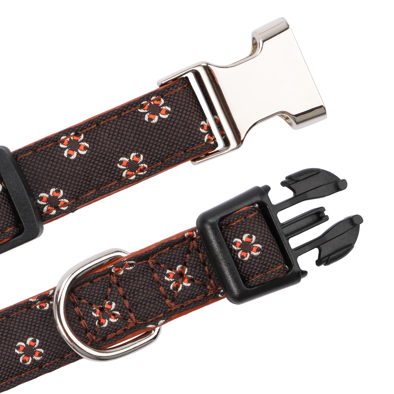 Rhea Rose Bowtie Dog Collar Flower Floral Pattern With Bow Tie Brown For Boy Girl Dogs Large