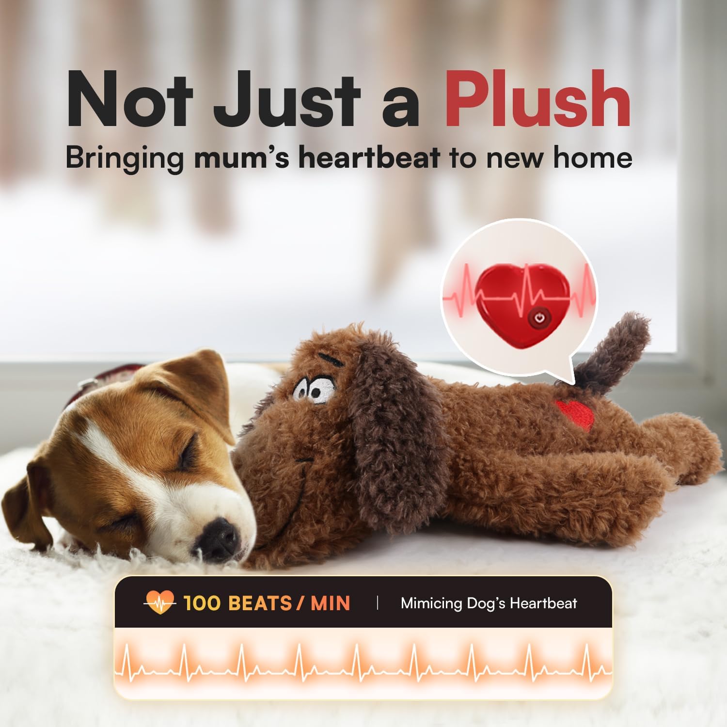 ALL FOR PAWS Dog Stuffed Animal with Heartbeat - Anxiety Relief & Behavioral Training Aid for Puppies | Perfect Sleep Aid Plush