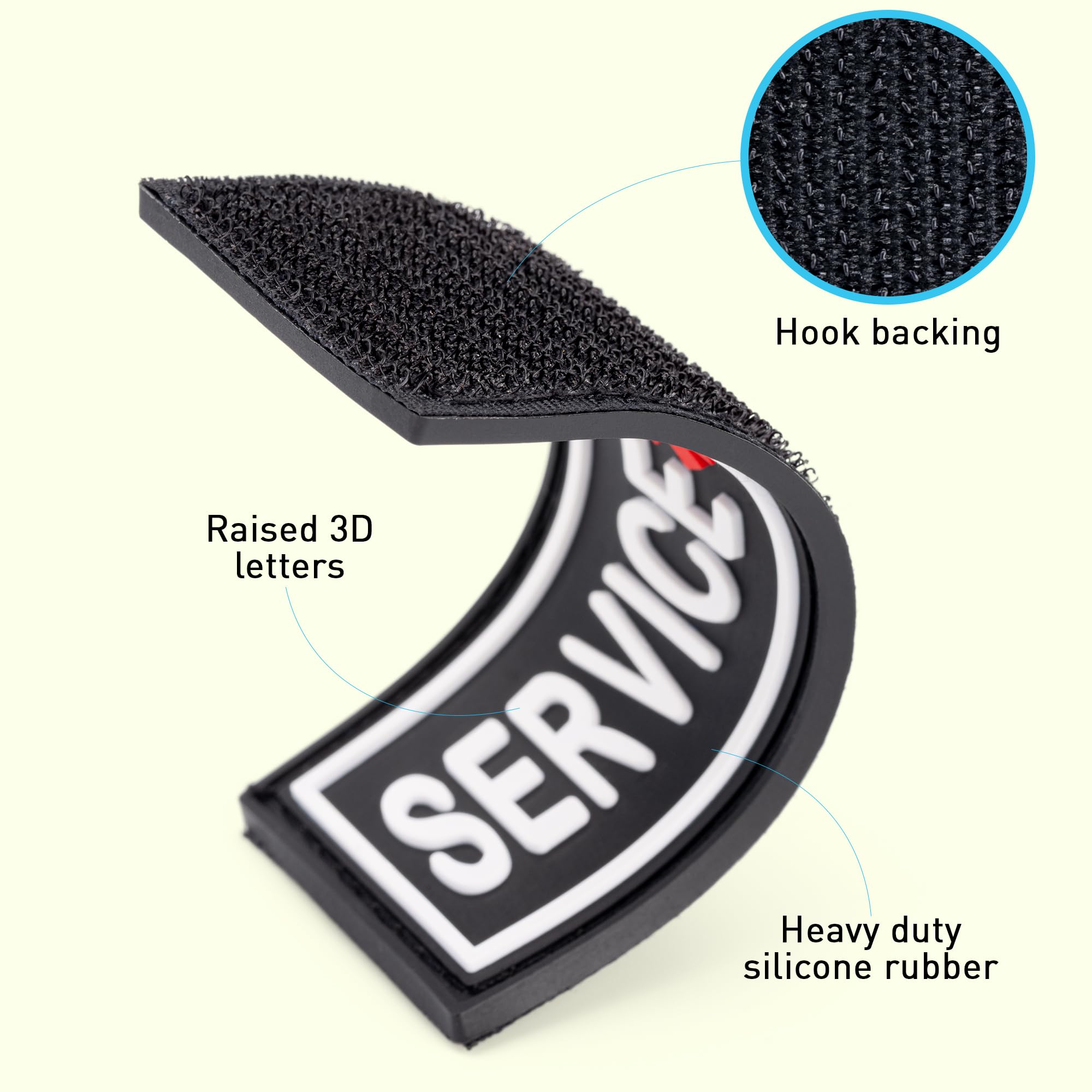 Dogline Service Dog Patch For Harness And Vest Removable 3D Rubber Patches Hook Backing For Small Or Large Working Dogs