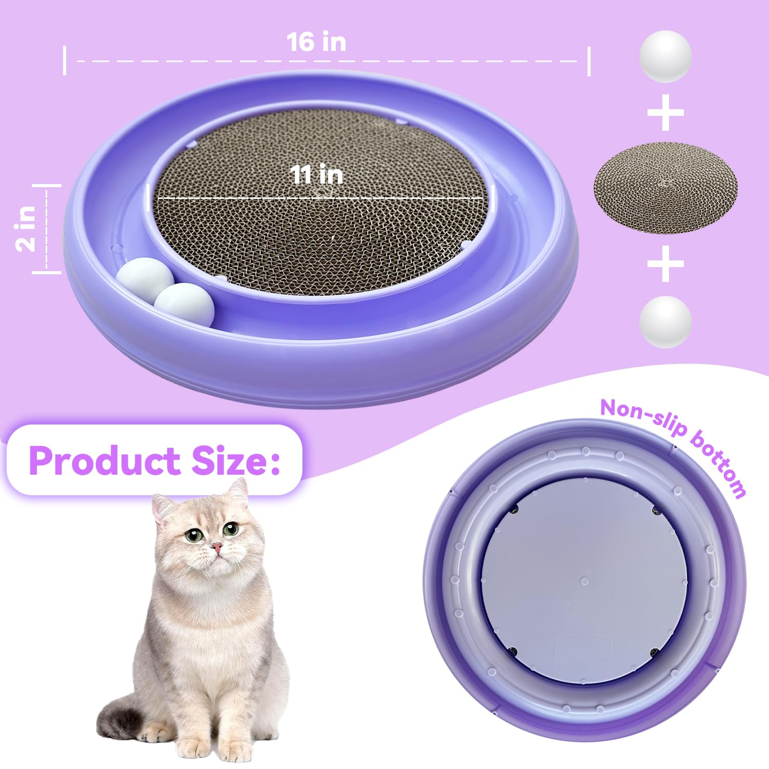 Lyctdd Interactive Cat Ball Track Toy For Indoor Cats, Cat Scratching Board & Exercise Set For Bored Indoor Adult And Kitten Men