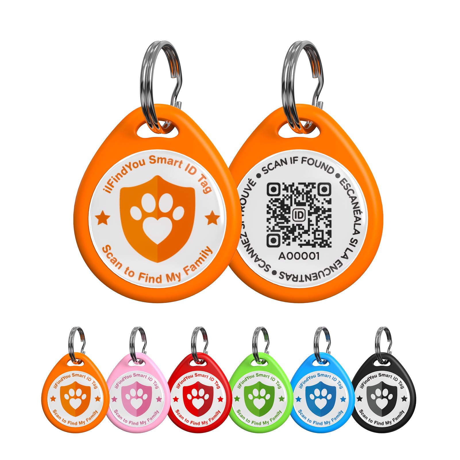 Ilfindyou Dog Tags Personalized, Qr Code Pet Id Tags For Dog Collar, Online Profile, Scan Location Alerts, Orange