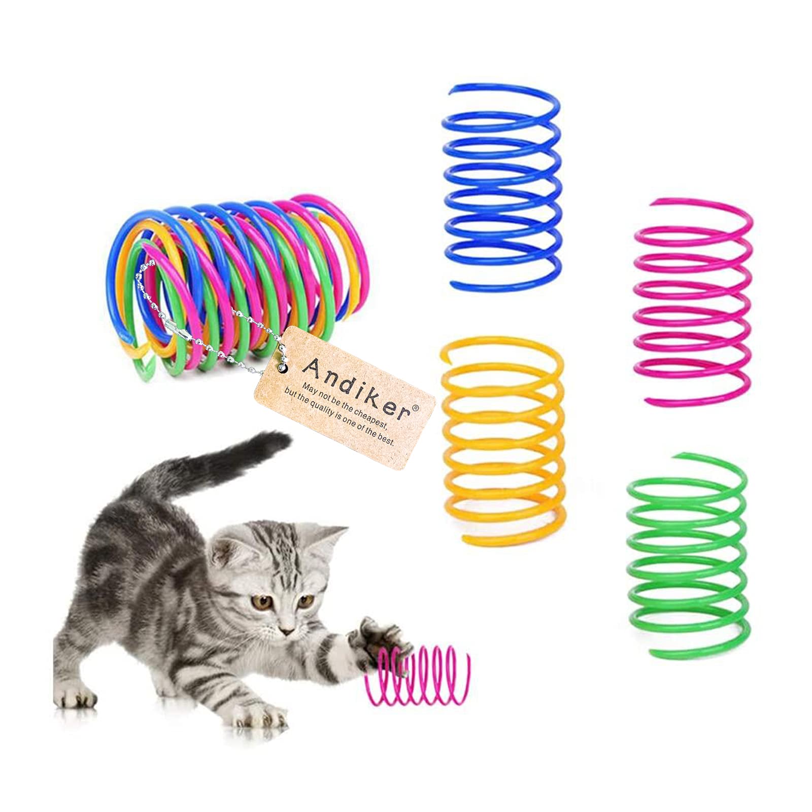 Andiker Cat Spiral Spring, 12 Pc Cat Creative Toy To Kill Time And Keep Fit Interactive Cat Toy Sturdy Heavy Plastic Spring Colo