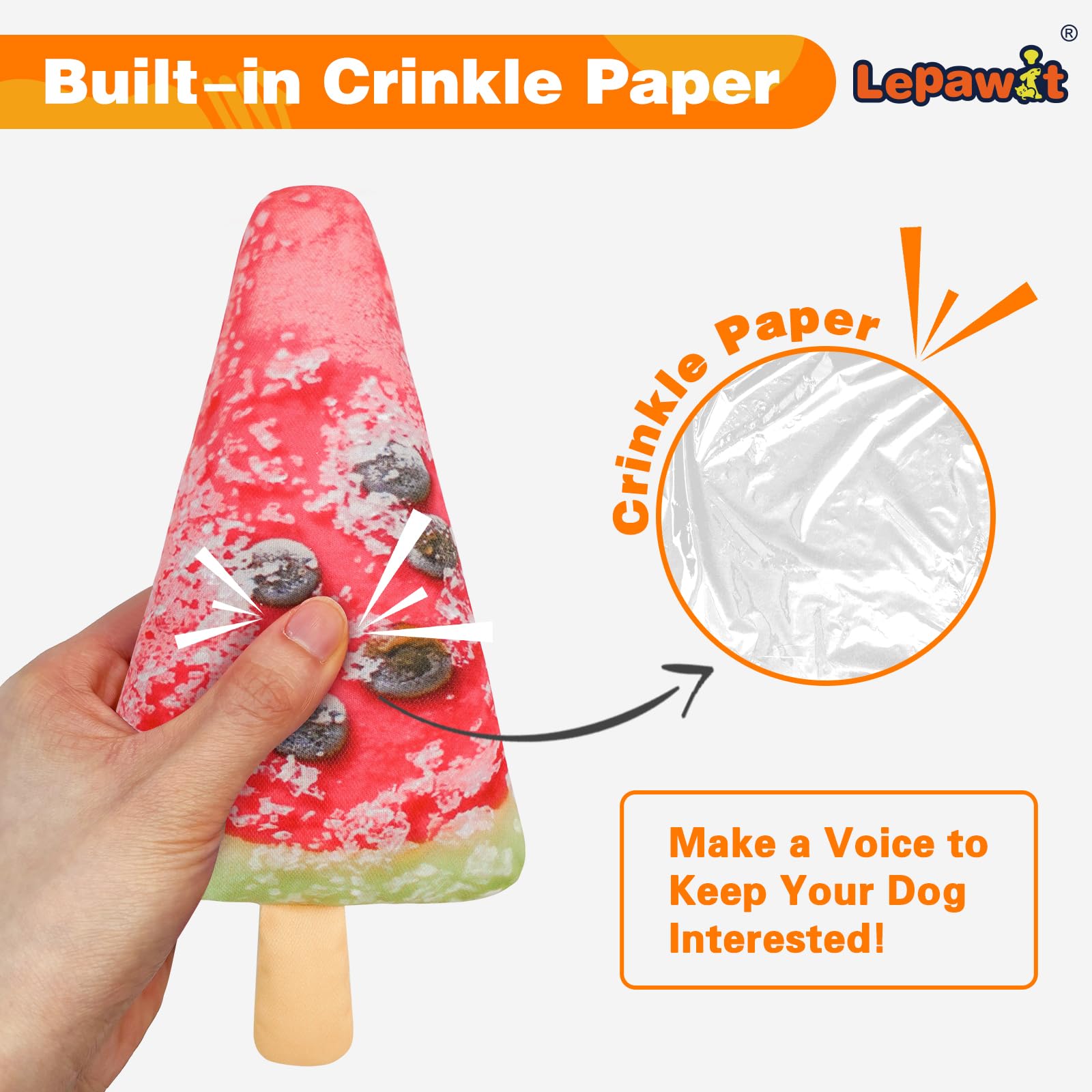 Lepawit Crinkle Dog Toys, Floating Dog Toys With Mesh For Cleaning Teeth, Watermelon Dog Gifts For Small And Medium Dogs