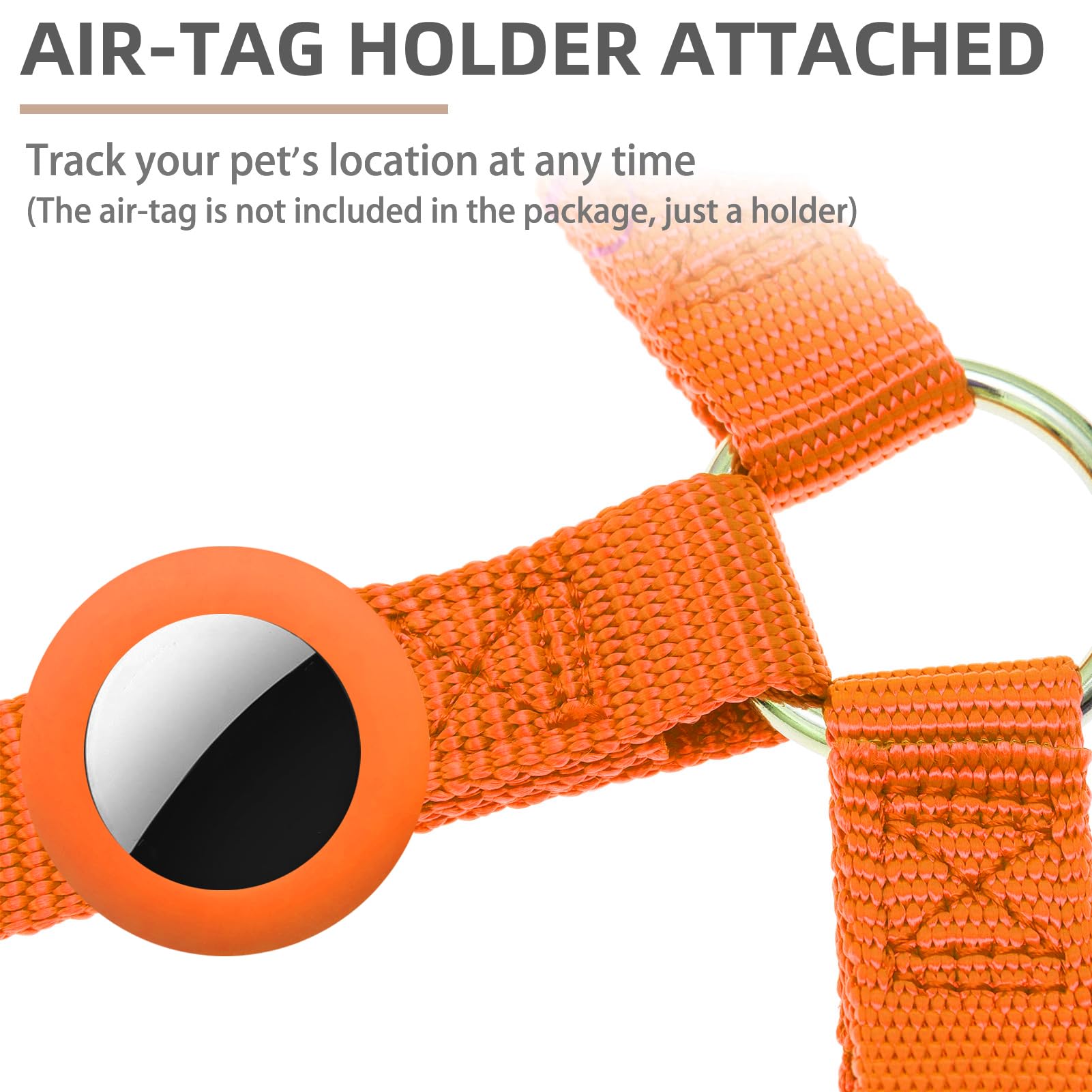 Pupteck No Pull Dog Harness Soft Adjustable Basic Nylon Step In Puppy Vest Outdoor Walking With Id Tag And A-Ir Tag Case, Orange