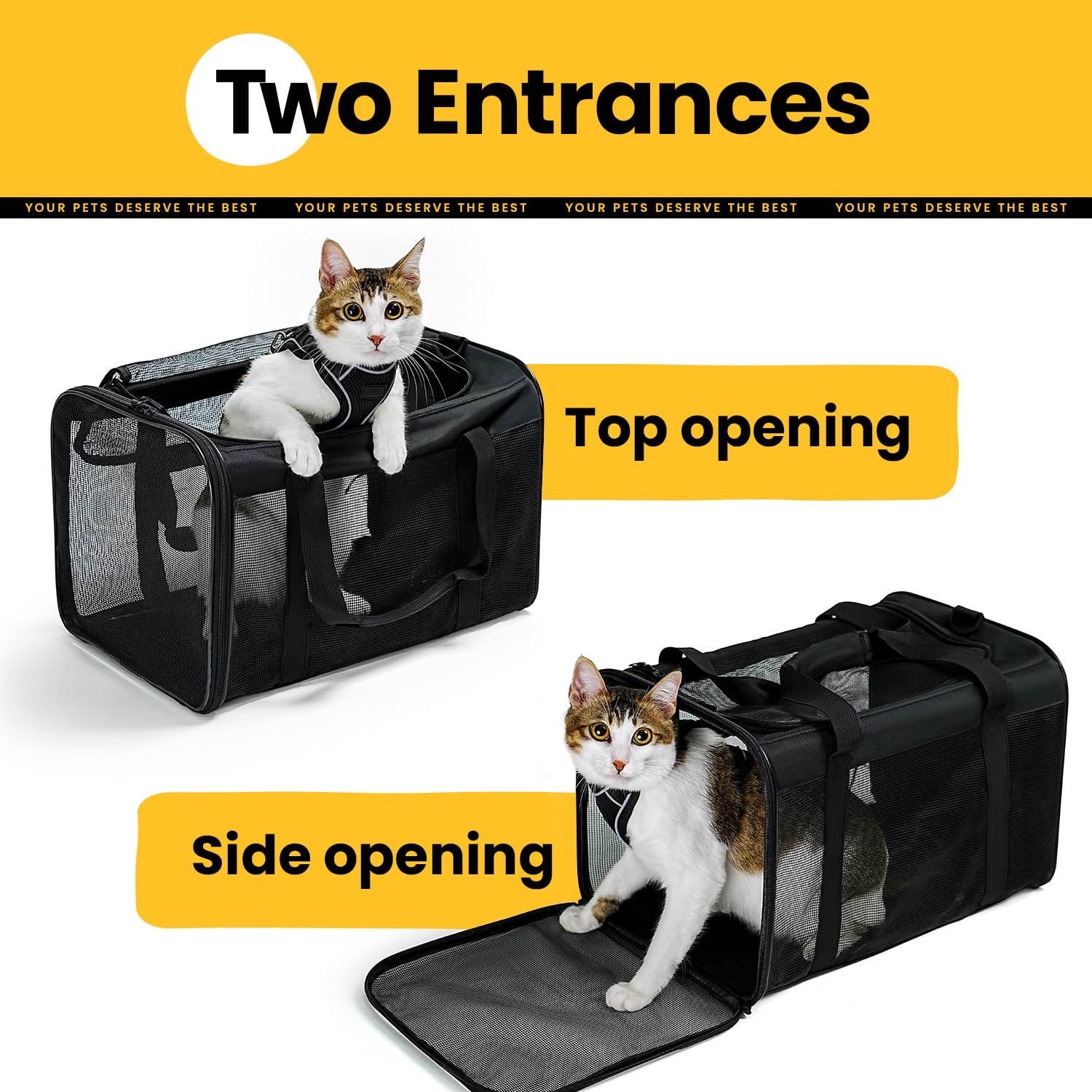 Conlun Cat Carrier Bag,Soft-Sided Pet Carriers For Dogs With 4-Sided Mesh,Airline Approved Cat Transport Carrier For Small&Mediu
