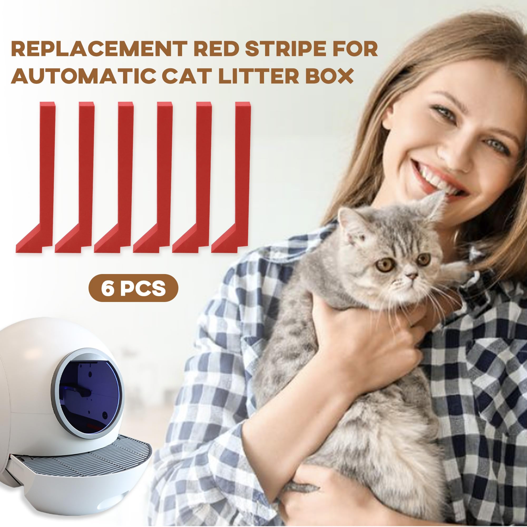 Terixe 6 Pack Red Foams For Els Pet Litter Box, Replacement Parts For Self-Cleaning Cat Litter Box, Precisely Cut Eva Material,