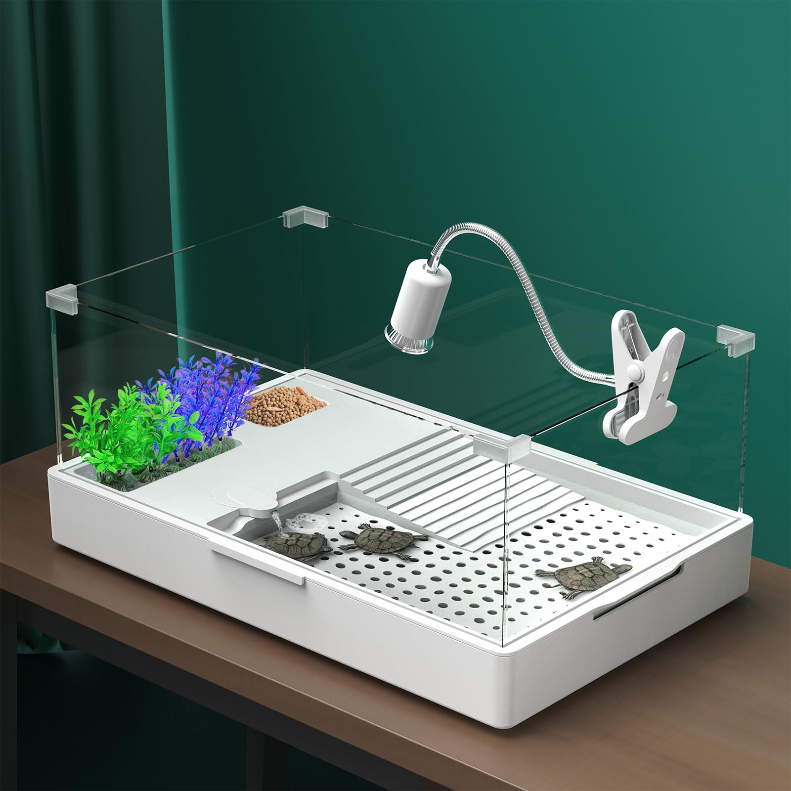 Geegoods Turtle Tank - Aquarium With Platform For Pet Turtle & Reptile Habitat