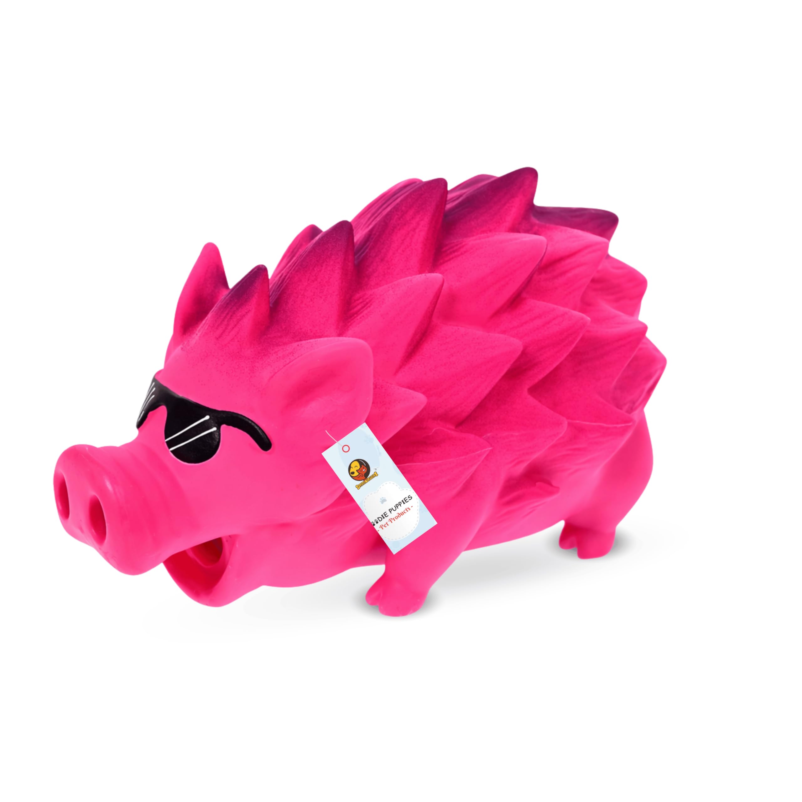 Foodie Puppies Dog Squeaky Latex Rubber Toy  (Pink Goggle Pig) | for Small Dogs & Puppies | Cotton Filled, Durable, Soft, Anima