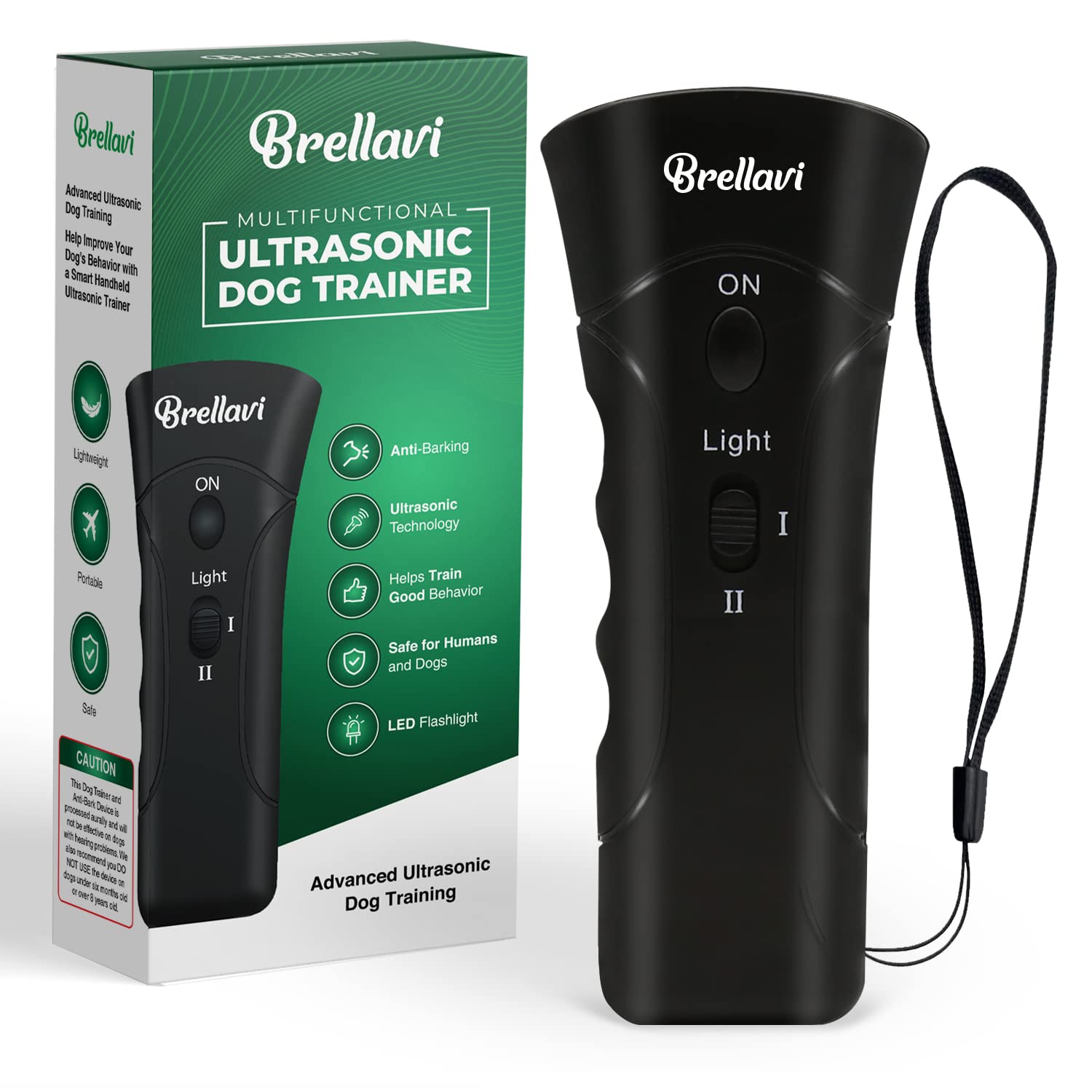 Brellavi Anti-Bark Dog Training Equipment And Barking Control Device, Electronic Clicker Trainer For Walking, Jogging, And Aggressive Behavior, Handheld And Portable (Black)