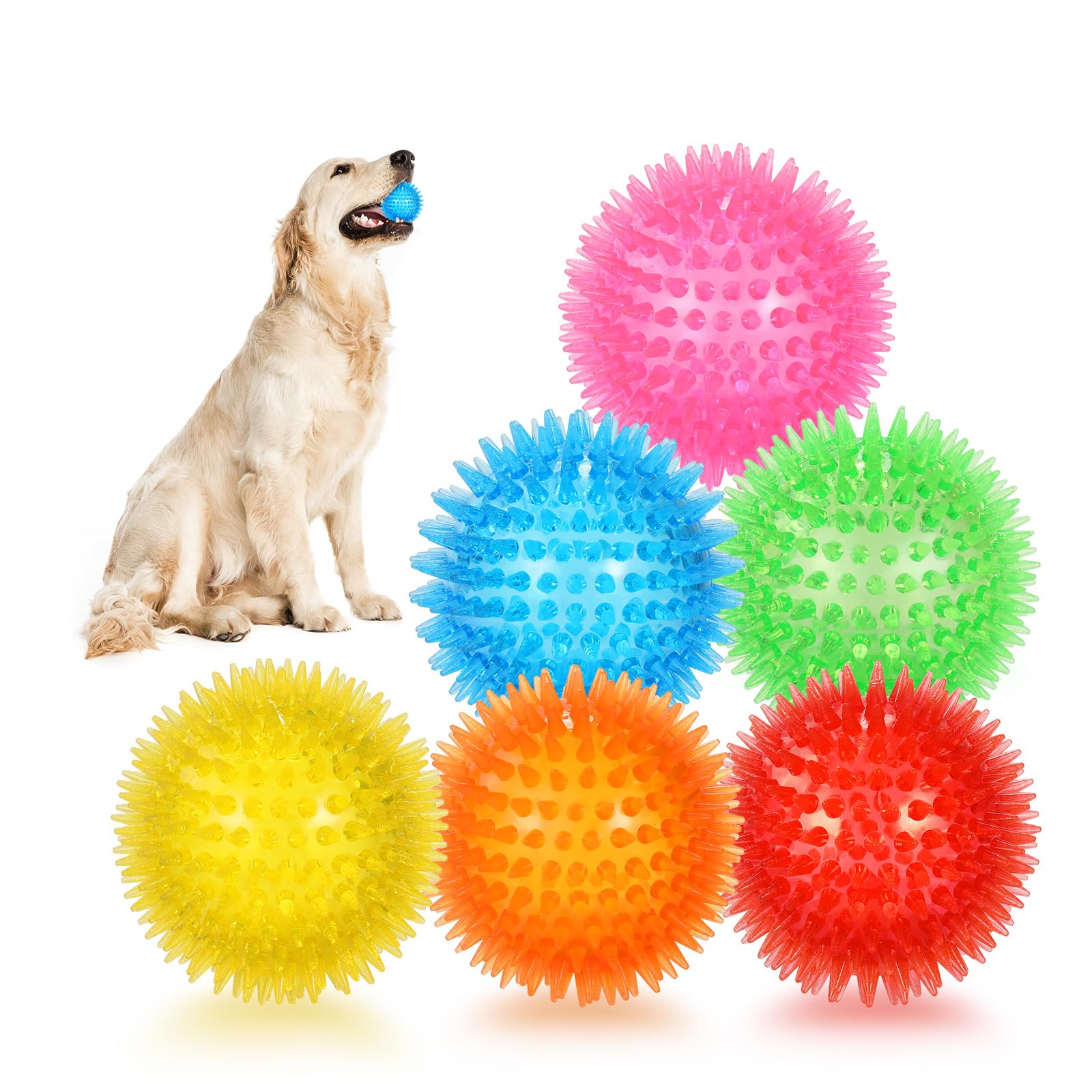 Petizer 6 Pack 2.5    Squeaky Dog Toy Balls, Floating Dog Pool Balls, Spiky Dog Balls, Durable Interactive Fetch Toys For Puppy,