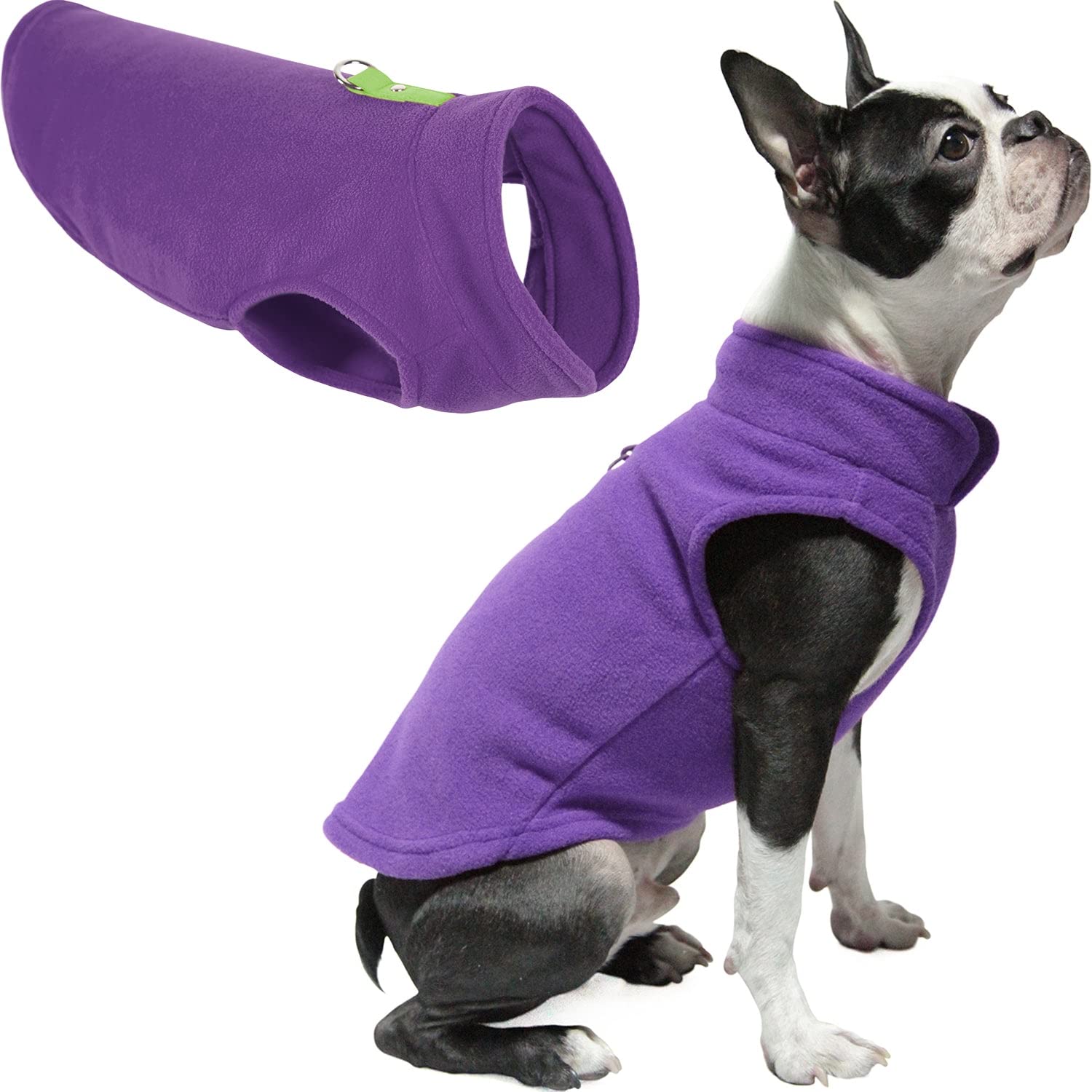 Gooby Fleece Vest Dog Sweater - Lavender, Small - Warm Pullover Fleece Dog Jacket With O-Ring Leash - Winter Small Dog Sweater C