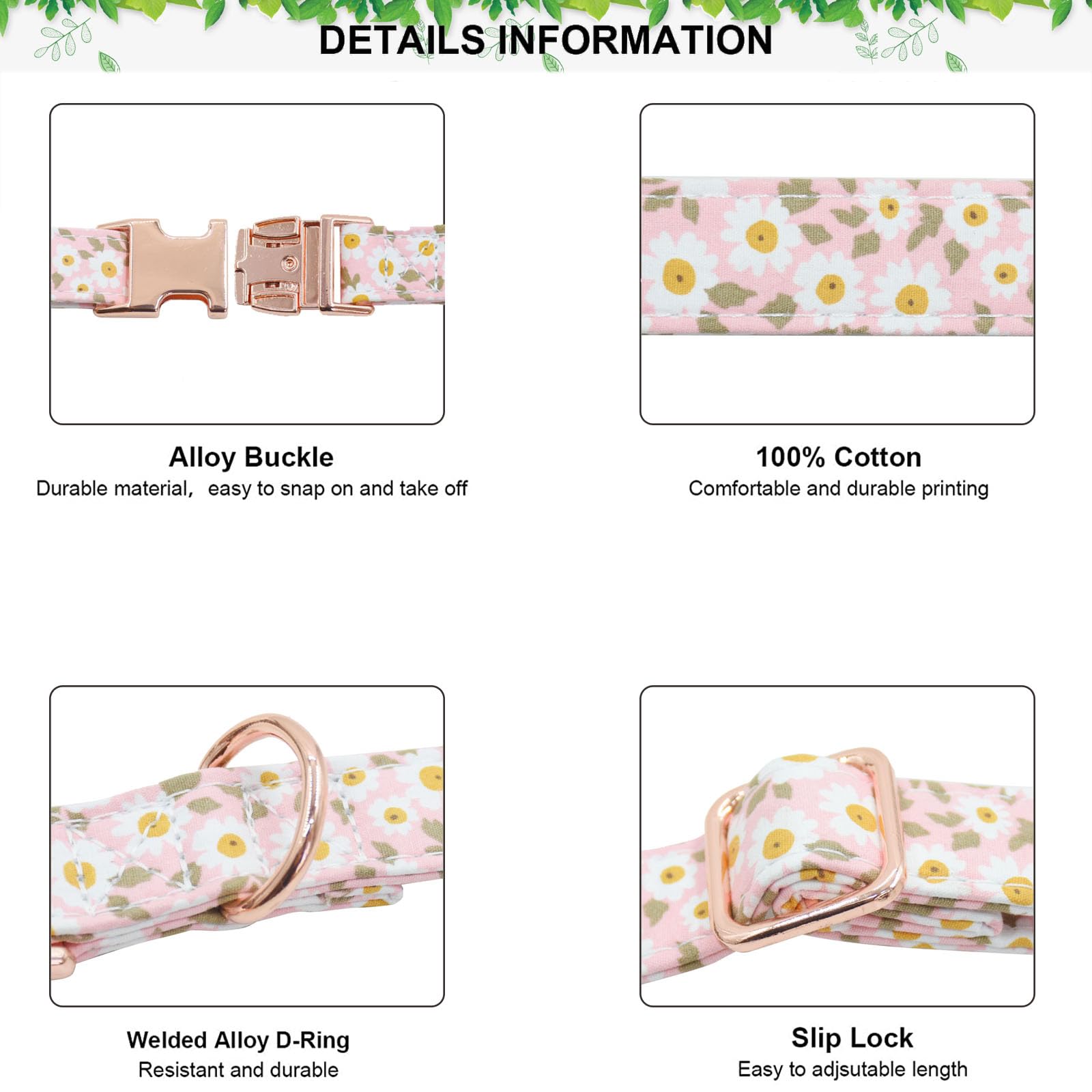 Metal Buckle Dog Collar, Durable Adjustable Dog Collar Soft For Small Medium Large Dogs (001-Pink, M(13-18In)