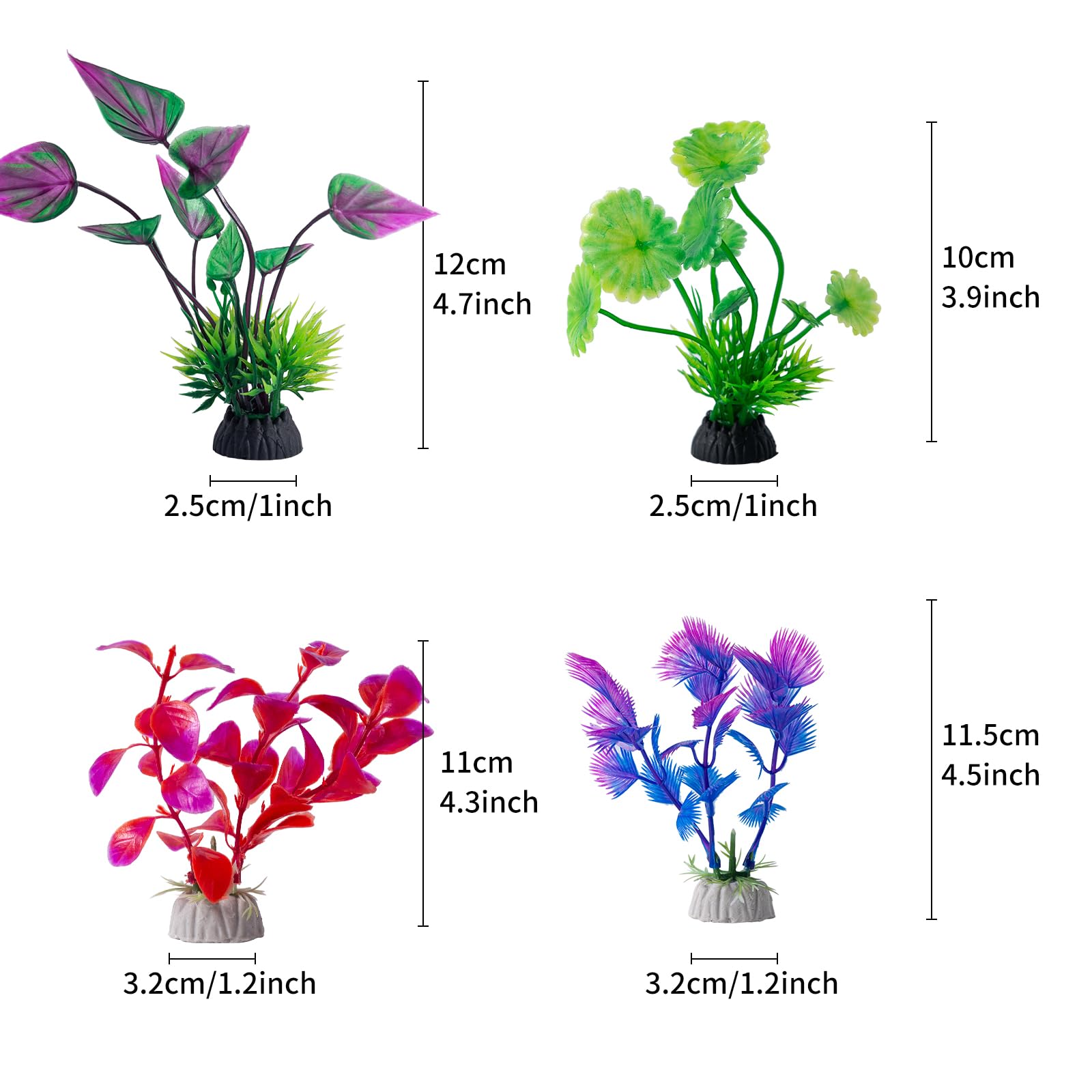 COMSUN 10 Pack Artificial Aquarium Plants, Small Size 4 inch Approximate Height Fish Tank Decorations Home D  cor Plastic Pink
