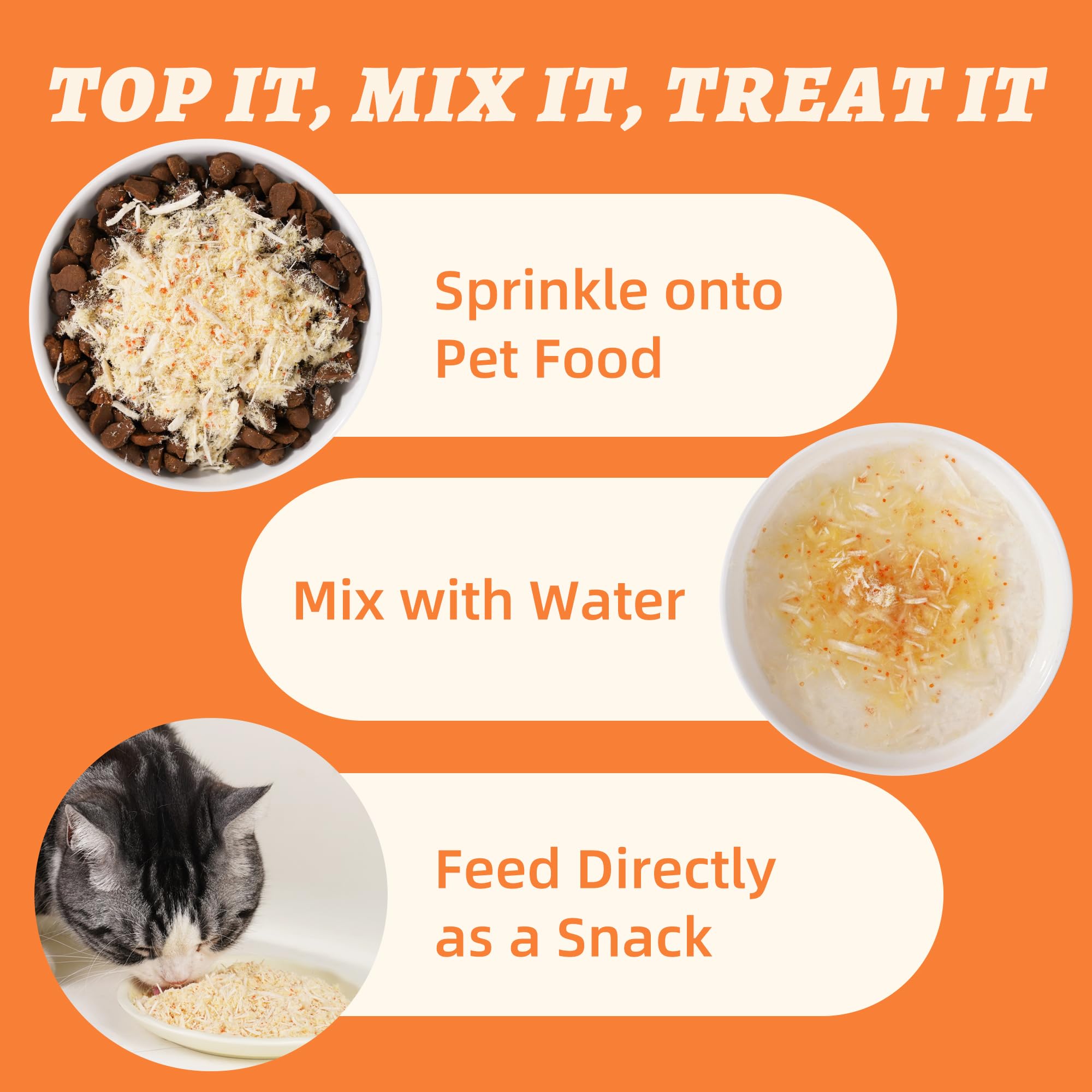 Wellix Dog & Cat Food Topper - Salmon Roe Treats Freeze Dried Egg Yolk & Chicken Flavor Low Calorie - Antioxidant and Skin & Coa