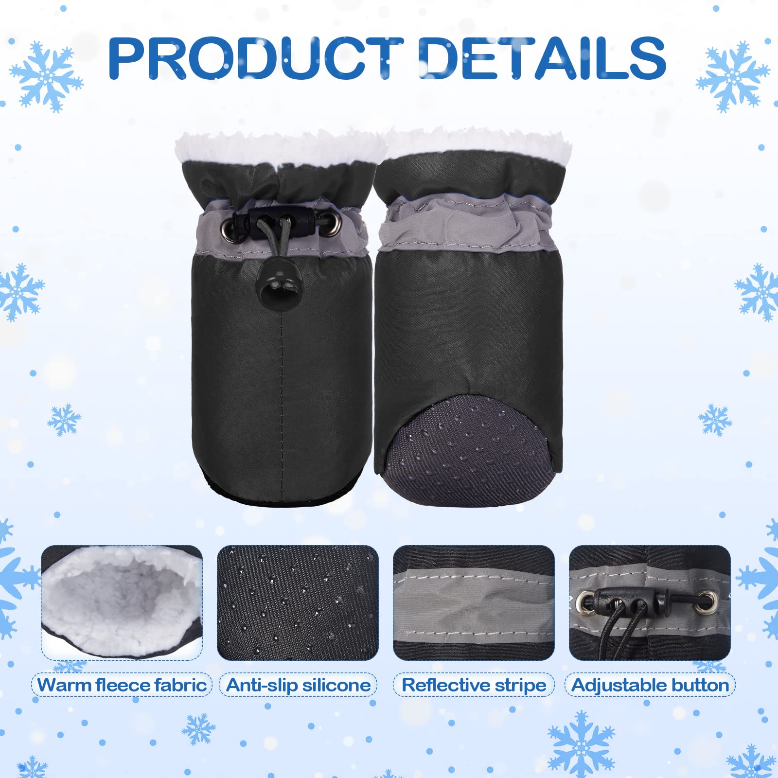 Weewooday 4 Sets 16 Pieces Waterproof Dog Shoes Rain Snow Boots Paw Protectors Breathable Dogs Winter Boots Anti Slip Sock Shoes