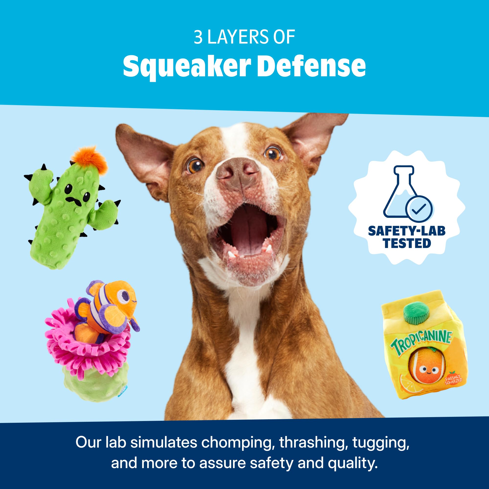 Barkbox BARK Consuela The Cactus Pop - 2-in-1 Summer Plush Dog Toy with Squeaker & Crinkle Layers - Interactive Ice-Cream-Themed