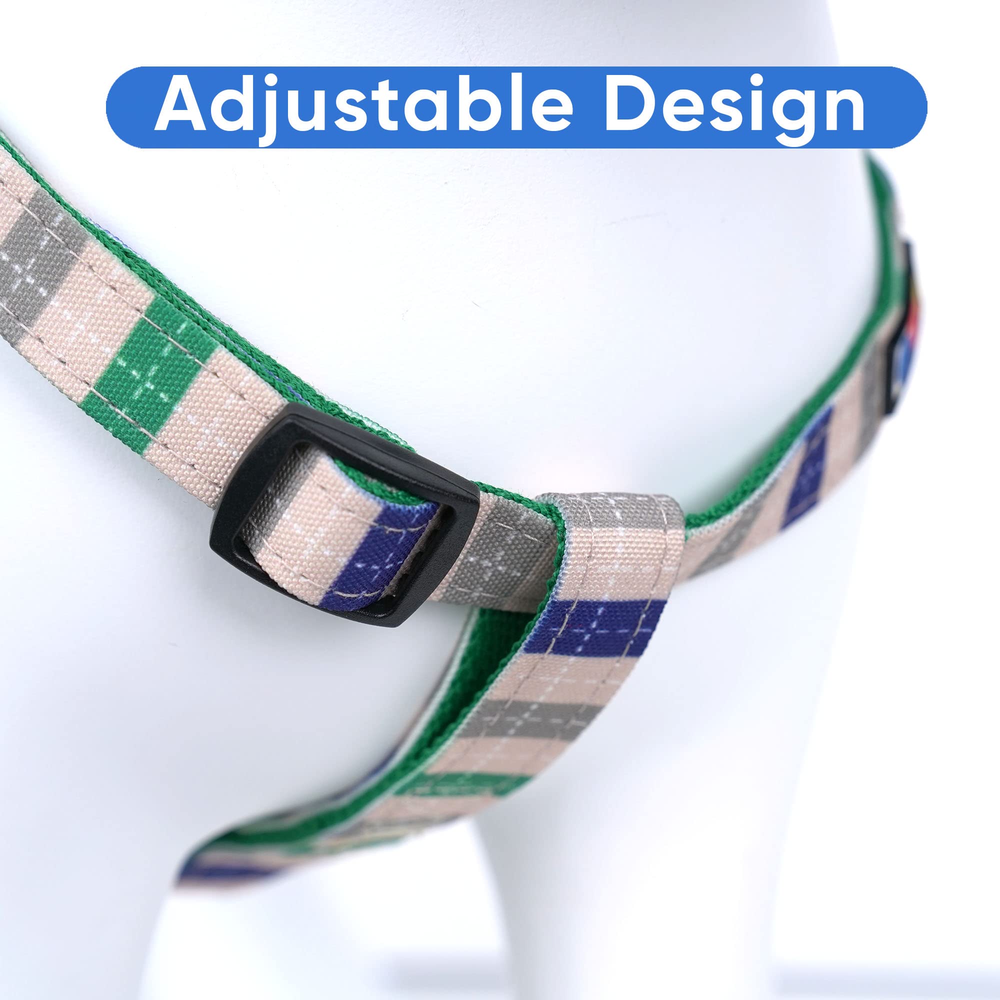 Pawtitas Pet Adjustable Solid Color Step In Puppy/Dog Harness 6 Feet Matching Collar And Harness Sold Separately Small Grey/Blue/Green Multicolor