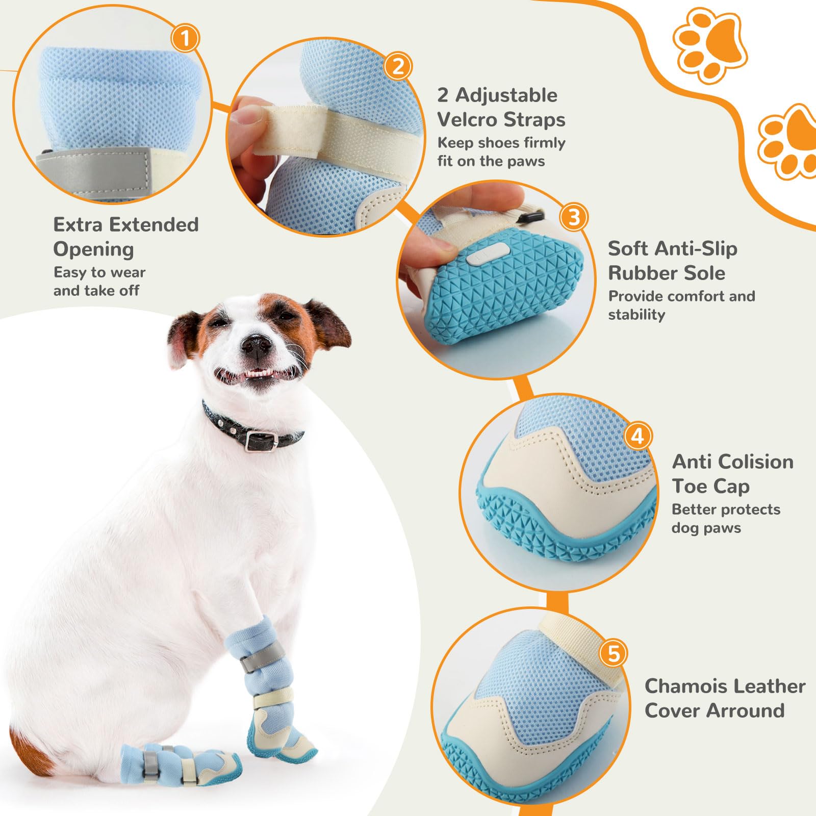 Dog Shoes For Medium Large Size Dogs, Breathable Dog Shoe For Hot Pavement, Dog Booties And Paw Protectors To Prevent Licking, A