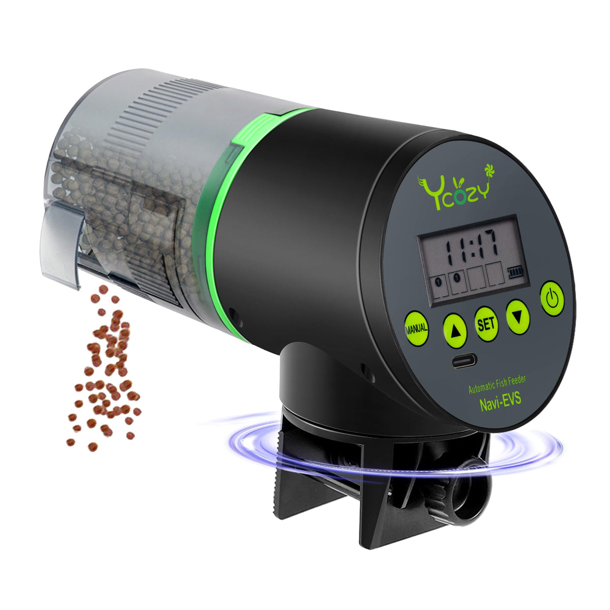 Ycozy Automatic Fish Feeder Rechargeable Auto Fish Feeder For Aquariumfish Tank Fish Vacation Feeder Fish Food Automatic Dispens