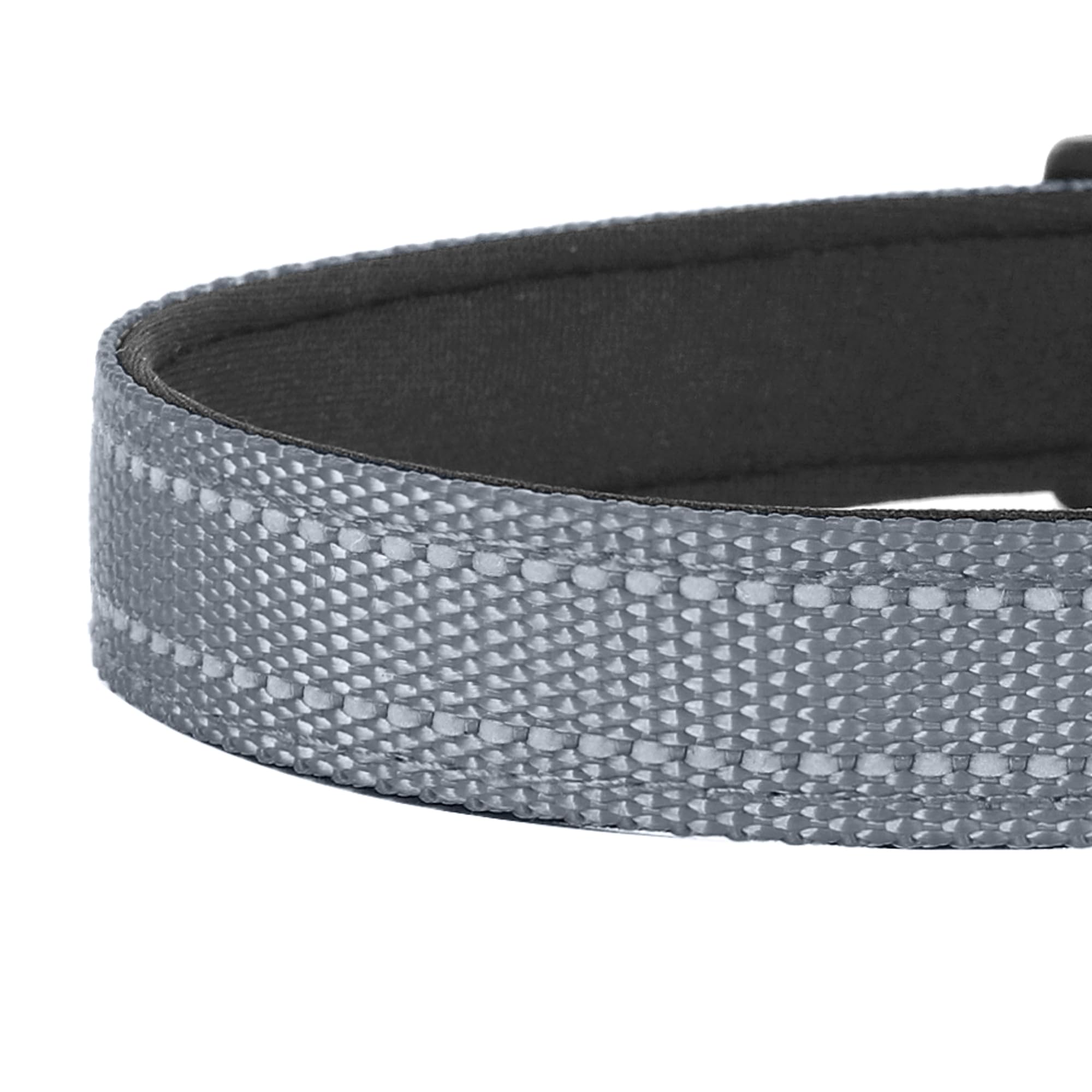 Pwod Reflective Dog Collar, Adjustable Soft Neoprene Padded Nylon Pet Collars With Buckle For Medium Dogs, Gray,M