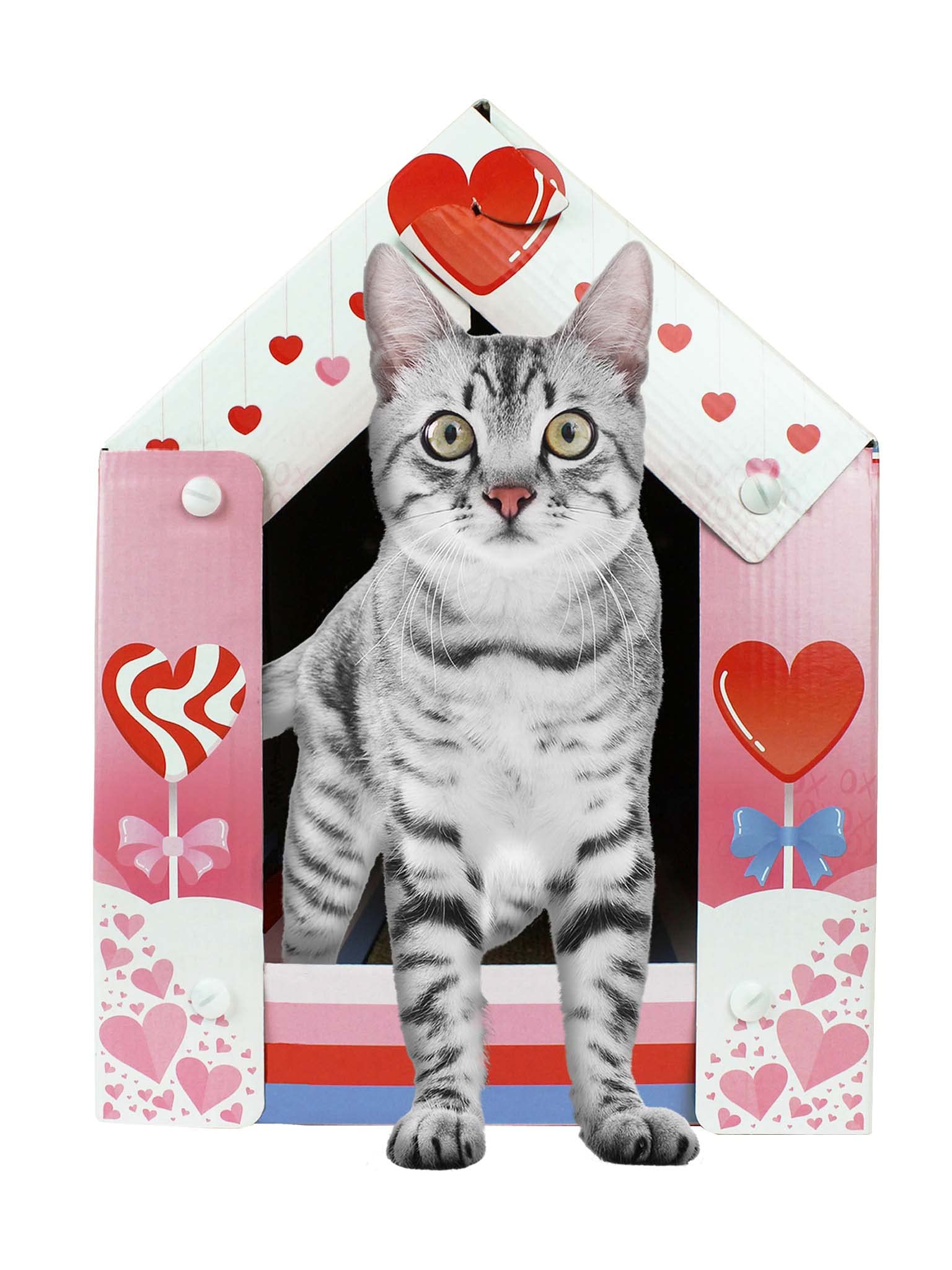 American Cat Club Cat House With Scratcher & Catnip Included - Love Shack