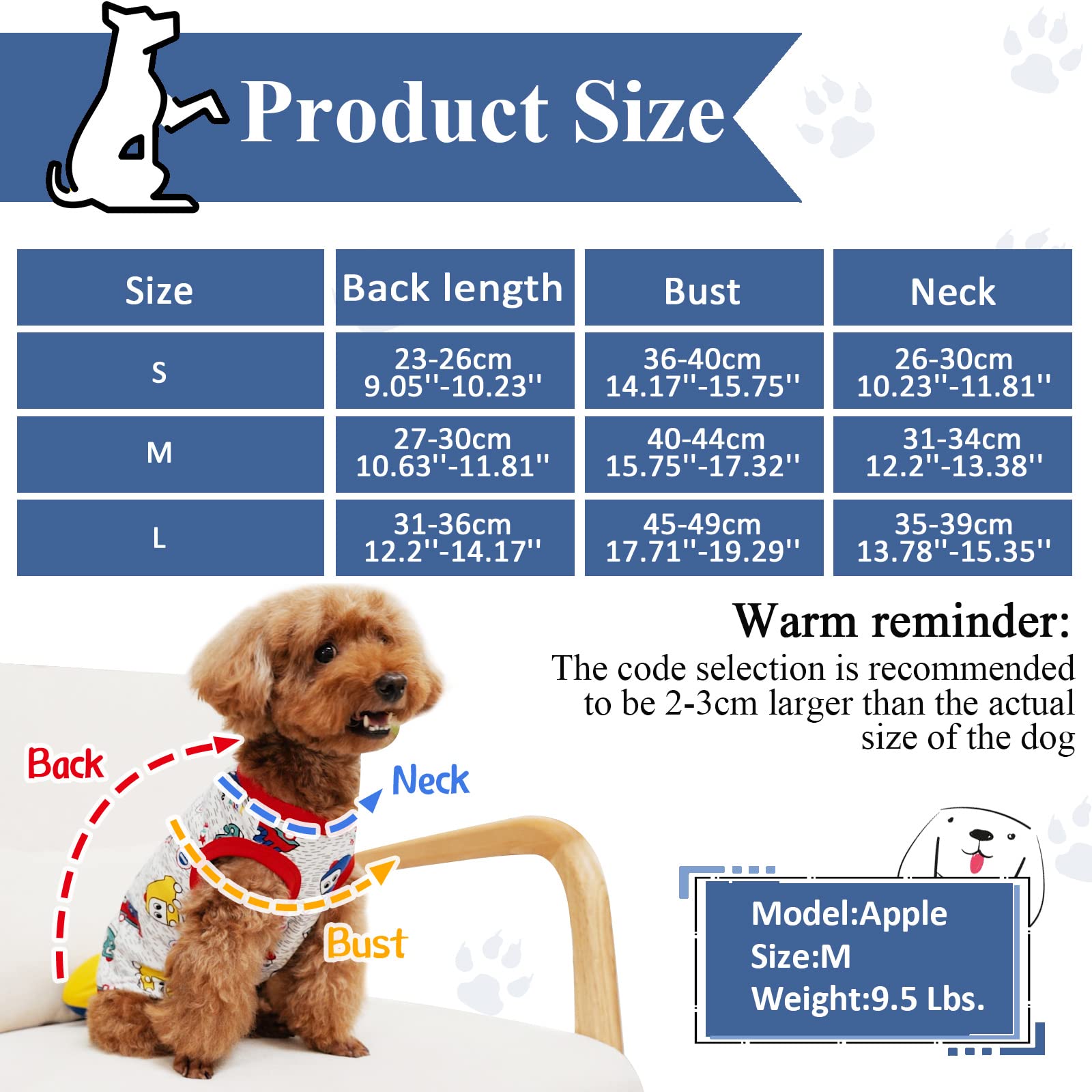 6 Pieces Dog Shirts Cute Printed Dog Clothes Soft Cotton Pet T Shirt Breathable Puppy Sweatshirt Apparel Outfit For Pet Dog (M)
