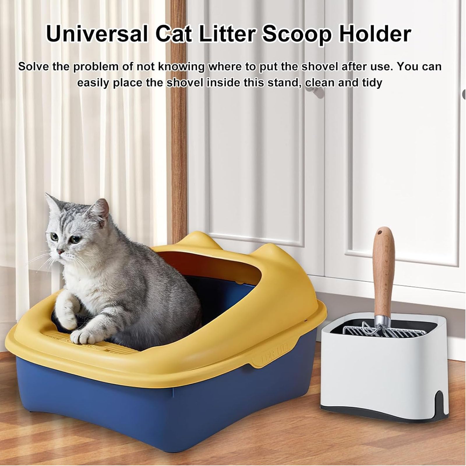 Wkhoki Cat Litter Scoop Holder, Mini Trash Can With Lid, Litter Scooper Caddy, White
