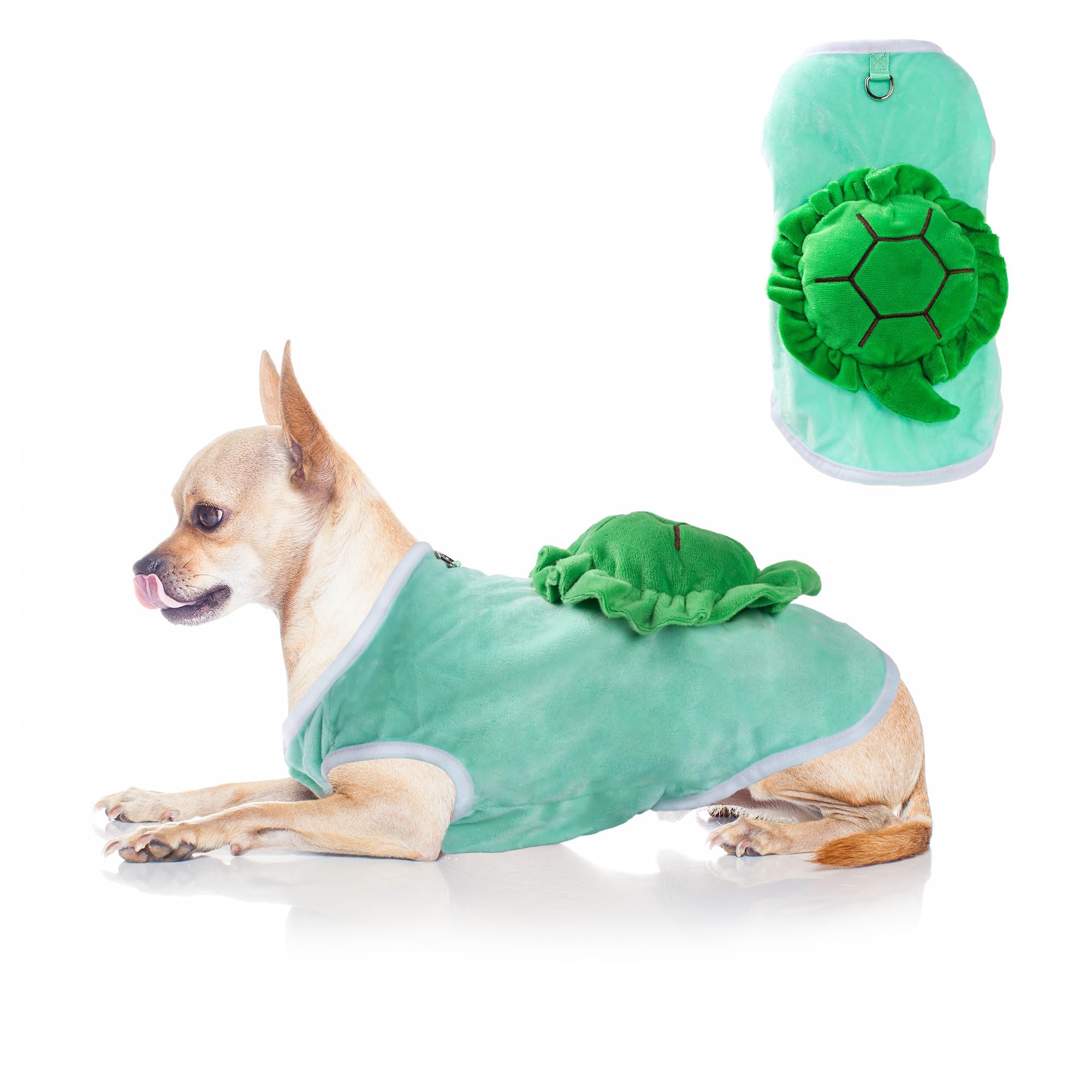 Nacoco Halloween Dog Turtle Costume - Pet Christmas Cosplay Clothes Puppy Funny Winter Warm With D-Ring Soft Coat Outfit Apparel