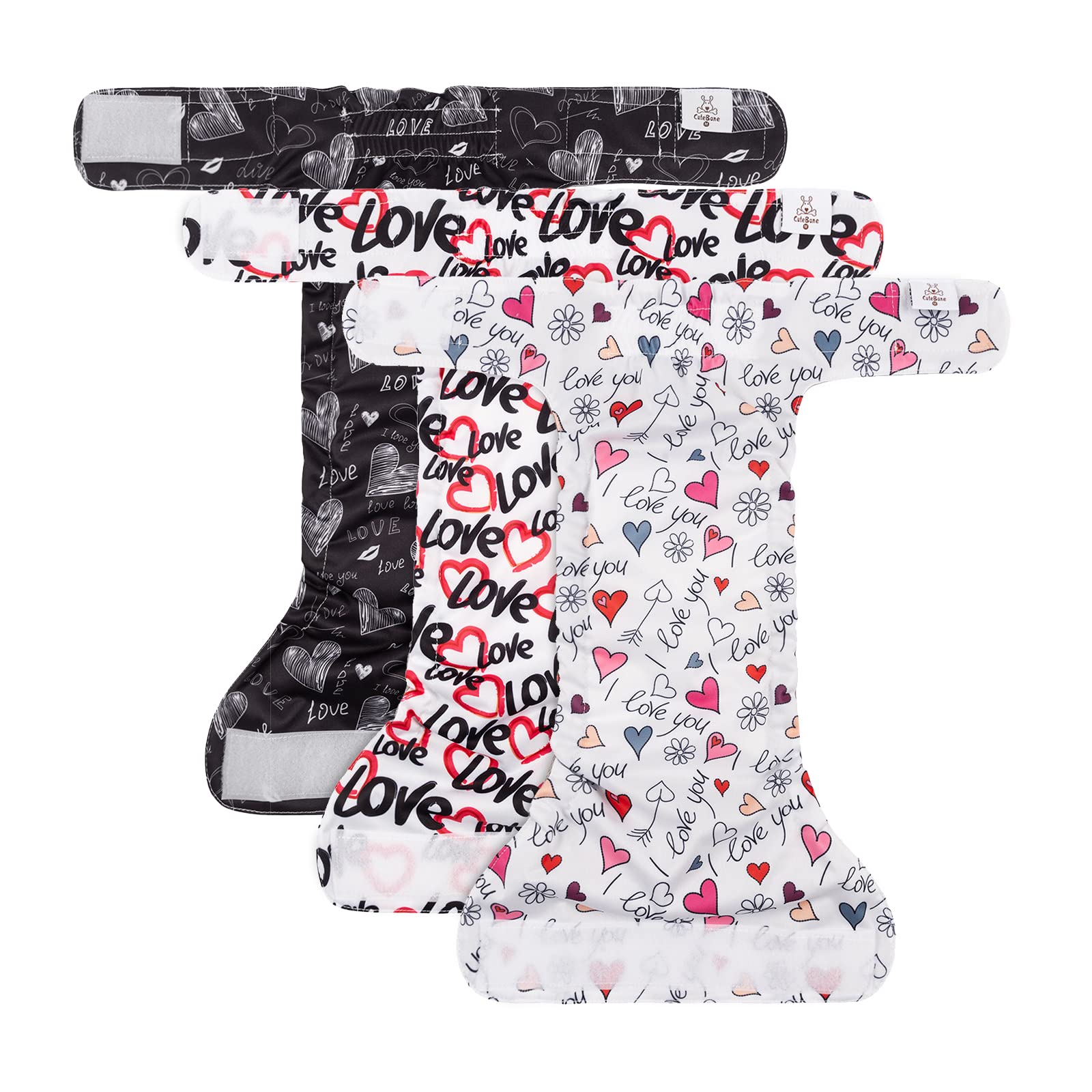 Cutebone Washable Female Dog Diapers No Tail Hole 3 Pack Puppy Training Pants For Docked-Tail Dogs Wwd03M