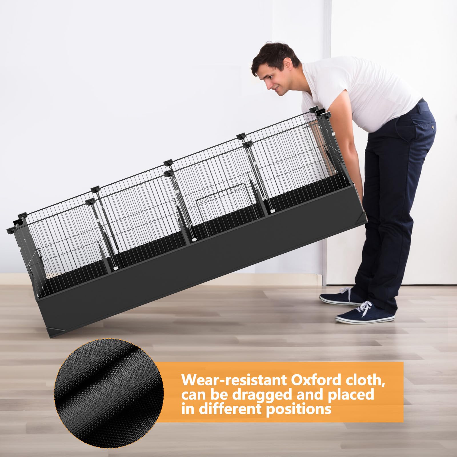 Tresbro Guinea Pig Cage Liner With One-Hand Release Hook & Thickened Bottom Corner, 48''L X 24''W Waterproof And Washable Tarp Base For C&C Grids Guinea Pig Hedgehog Bunny Habitat, Rabbit Cage Liner